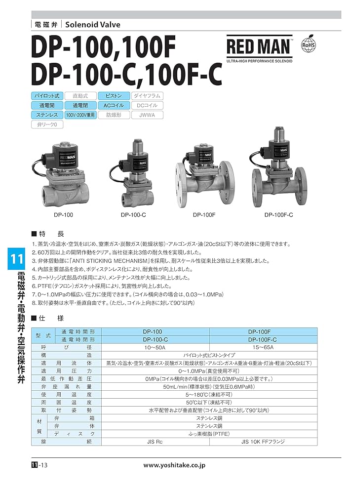 電磁弁　レッドマン 25 Amazon.co.jp: ヨシタケ 電磁弁レッドマン 25A DP-100-25A