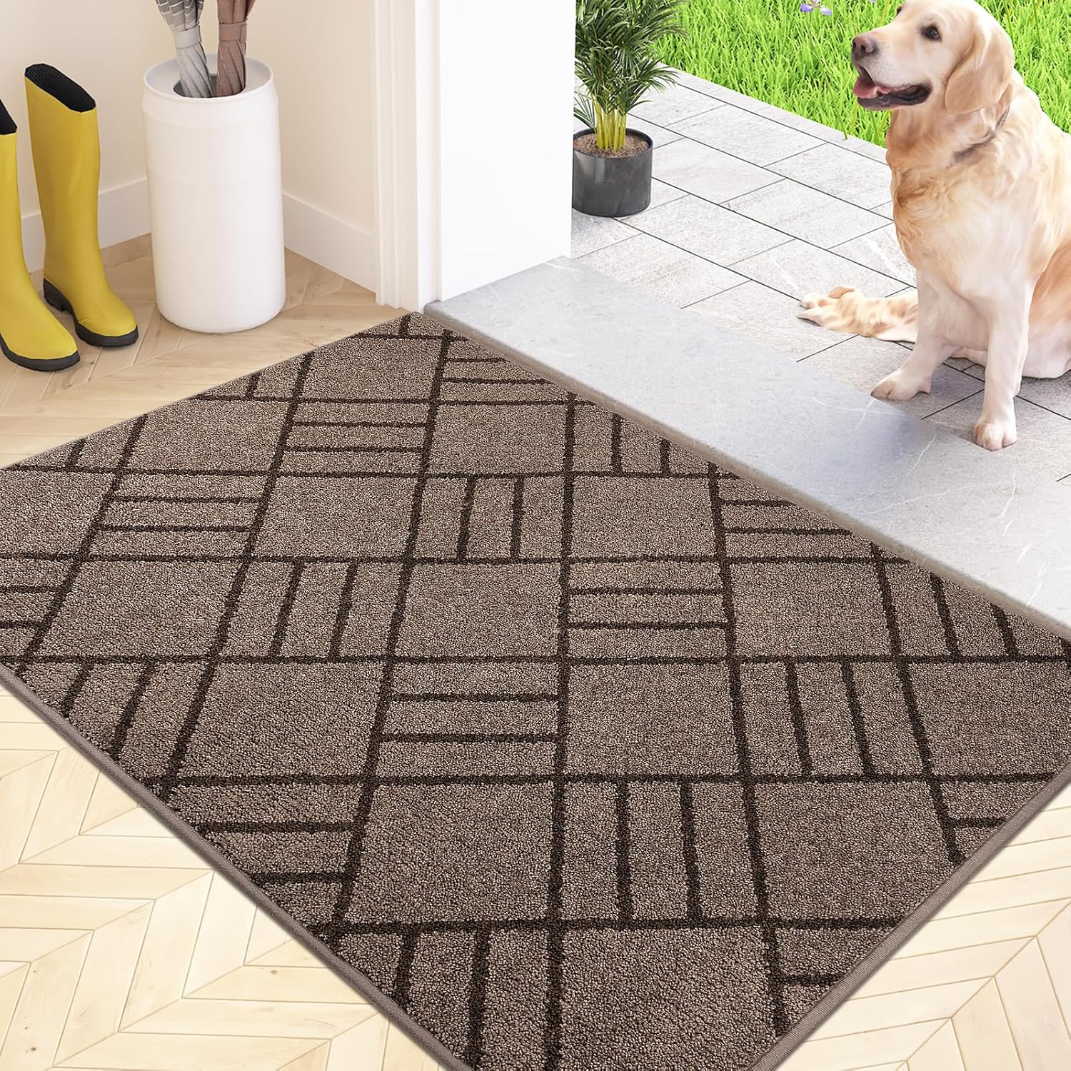 Non Slip Entryway Rug 24" x 36", Dirt Trapper Door Mat, Inside Washable Rug for Kitchen, Bathroom, Bedroom, Floor