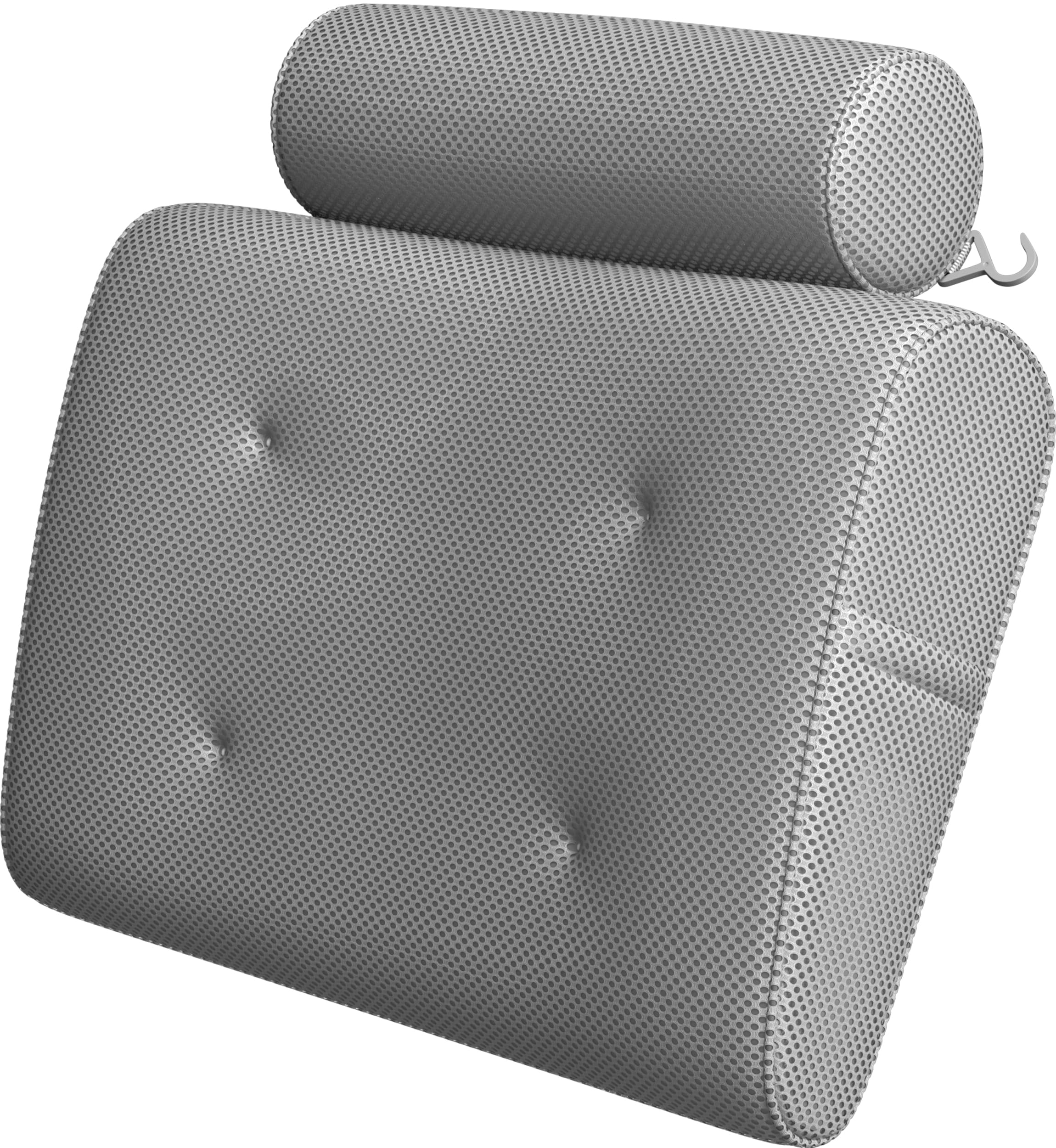 Everlasting Comfort Luxury Bath Pillows for Tub with Head and Neck Support - Non-Slip Bathtub Pillow with Suction Cups, Quick-Drying Mesh & Drying Hook - Jacuzzi & Spa Accessories for Women - Gray