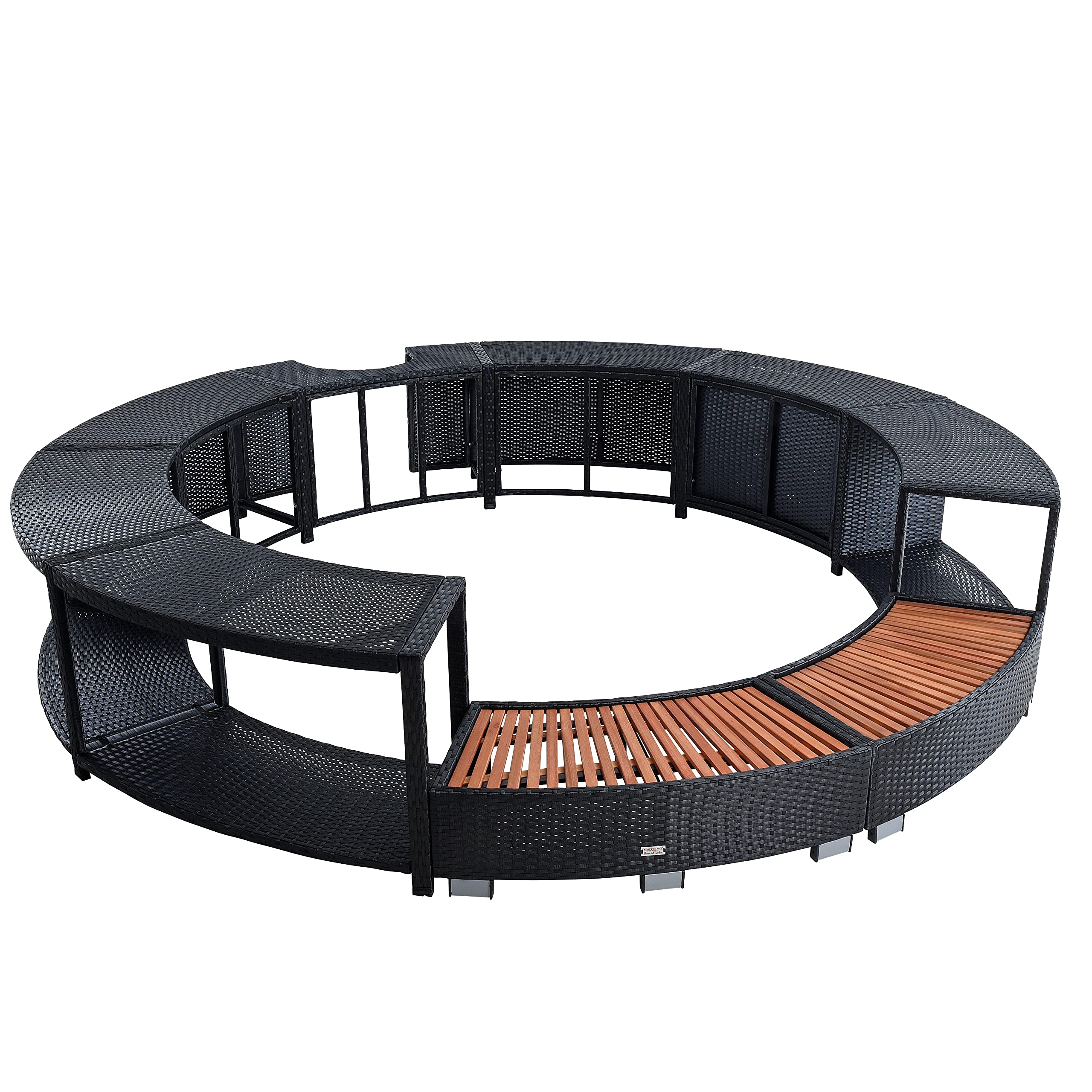 ESTEXO Poolumrandung Poolverkleidung Whirlpool Umrandung Polyrattan Verkleidung Einfassung Rund 200 cm (Schwarz)