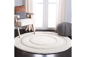 SAFAVIEH Florida Shag Collection Neutral Round Rug