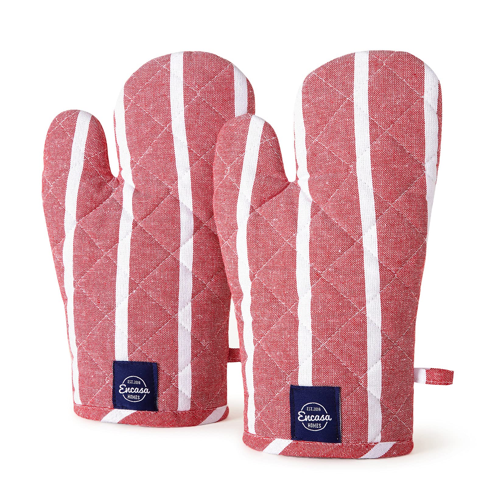 Encasa XO Oven Gloves for Microwave (2 pc Set) - Heat Proof, Thick & Safe | Longer 18x30 cm Mittens for Protection in Kitchen Cooking & Baking - Roma Red Stripes (B07RXTQC8M) Amazon Price History, Amazon Price Tracker