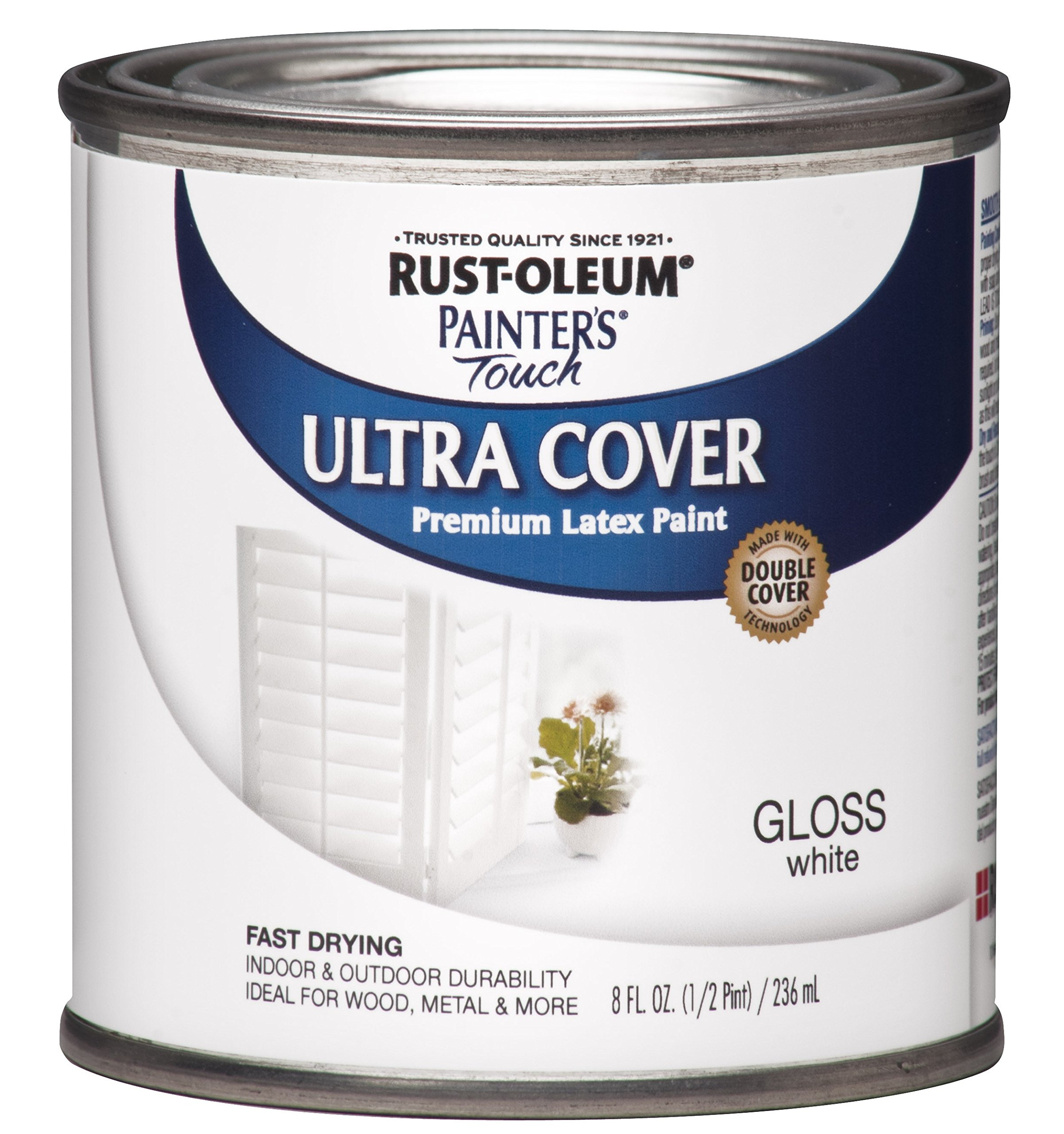 Rust-Oleum 1992730-6PK Painter's Touch Latex Paint, Half Pint, Gloss White, 6 Pack