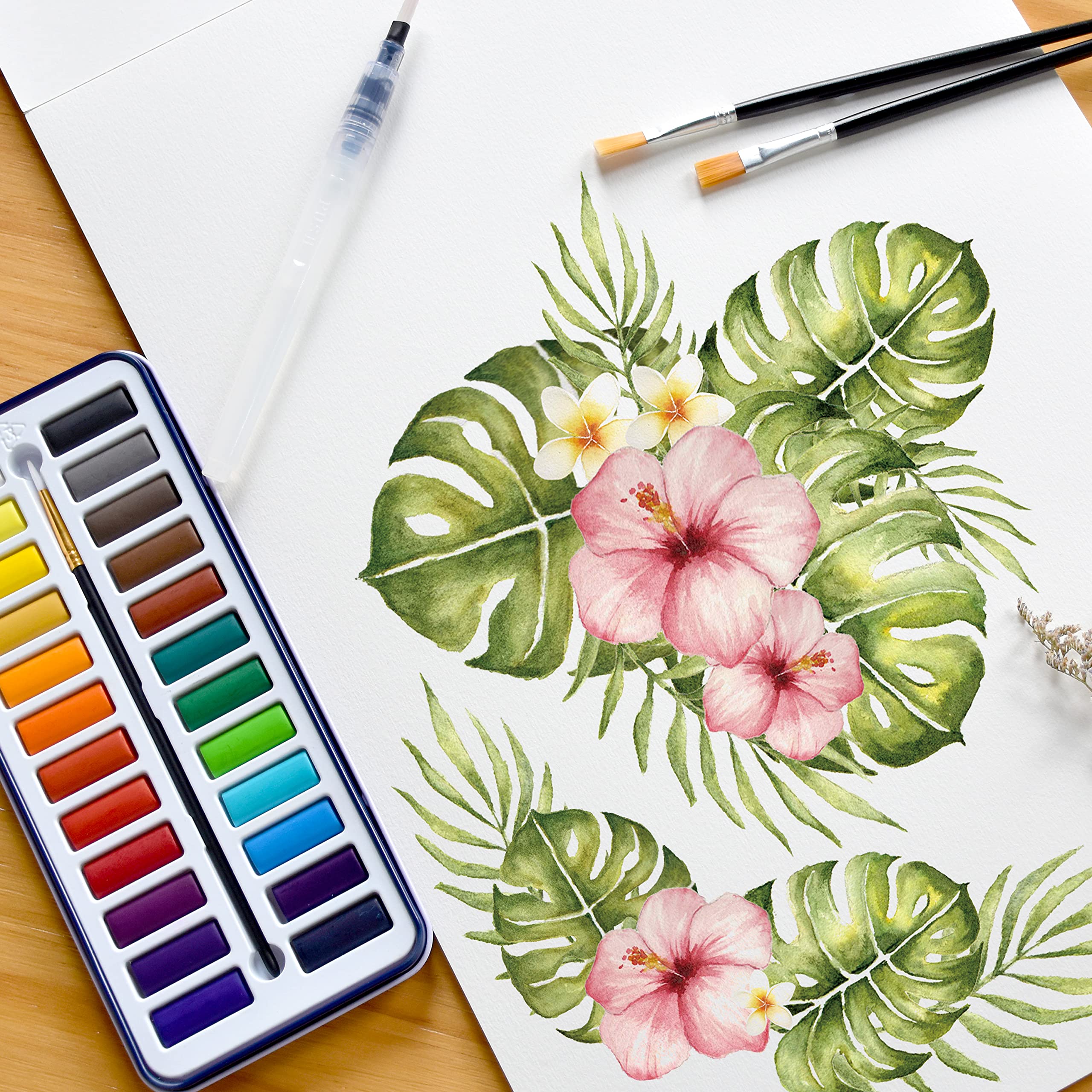Stationery Island Aquarelle Peinture Aquarelle Set de peinture à l'aquarelle, 36 Couleurs pan + 1 Pinceau Aquatique + 1 Pinceau + Palette de mélange dans Une boîte en Fer-Blanc | Votre wishlist sur Stationery Island Aquarelle Peinture Aquarelle Set de peinture à l'aquarelle, 36 Couleurs pan + 1 Pinceau Aquatique + 1 Pinceau + Palette de mélange dans Une boîte en Fer-Blanc | Votre wishlist sur