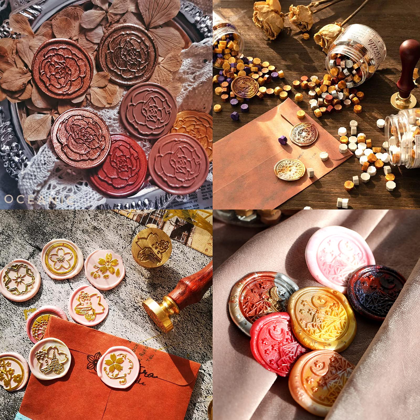SUPERDANT 30mm Wax Seal Stamp Moon Dragon Stars Pattern Wax Sealing Stamp Brass Head Stamp 1 Wooden Handle for Gift Envelopes Card Letters Packages Without Wax - Image 4