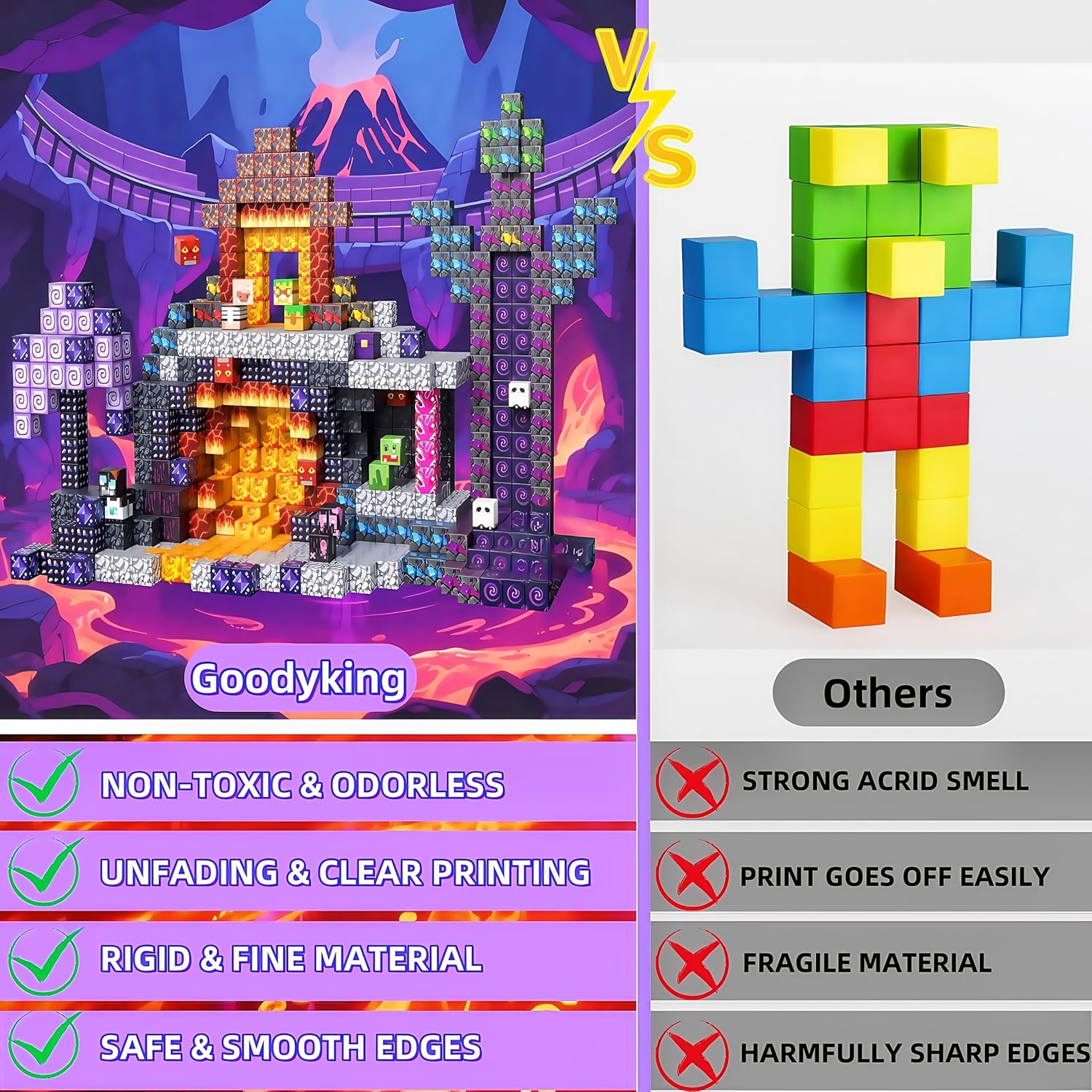 Magnetic Blocks, 120 PCS Magnetic Building Blocks, STEM Constructions Magnet Blocks for Boys Girls Age 3 4 5 6 7 8 9 10, Sensory Stacking Toy Christmas Birthday Gifts for Kids