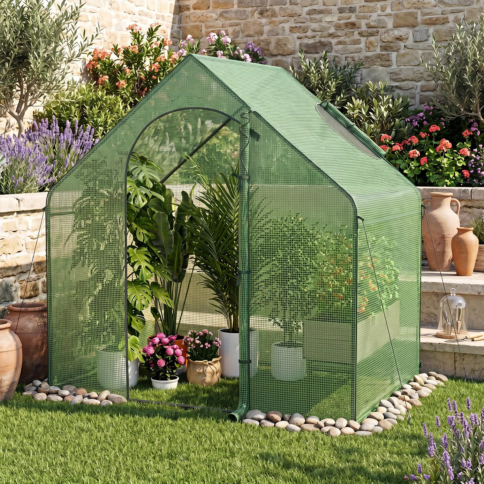 GYMAX Serre de Jardin 183 x 99 x 166 cm, Mini Serre en Tissu PE