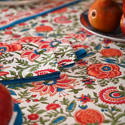 Miniatura 7 de Mantel de algodón estampado a mano  Elegante diseño floral perfecto para mesa de comedor, cocina, fiestas, decoración del hogar, tapiz de pared