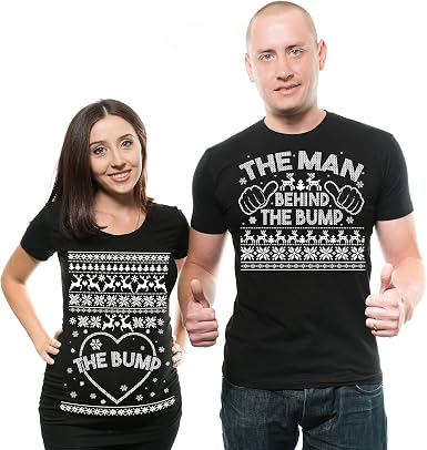 Christmas Couple Maternity Shirts Bump 