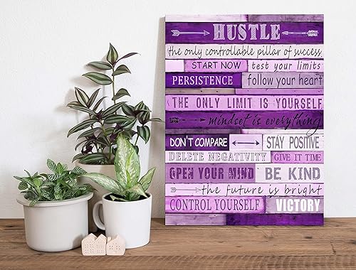 Miniatura 10 de Decoración de habitación morada para mujer, citas inspiradoras motivacionales, arte de pared para oficina, lienzo grande listo para colgar, tamaño