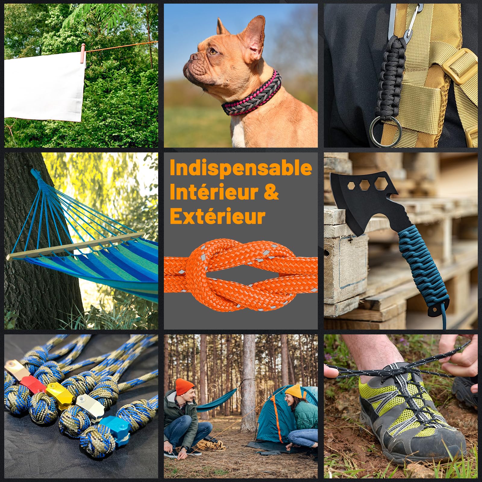 Aystkniet Corde Paracorde Réfléchissante, Corde Parachute, Orange, 305M | 11 Brins Internes, Diamètre 4 mm, Charge Max 386kg, Résiste à l'abrasion, Résiste aux UV, pour l'artisanat Camping Bricolage