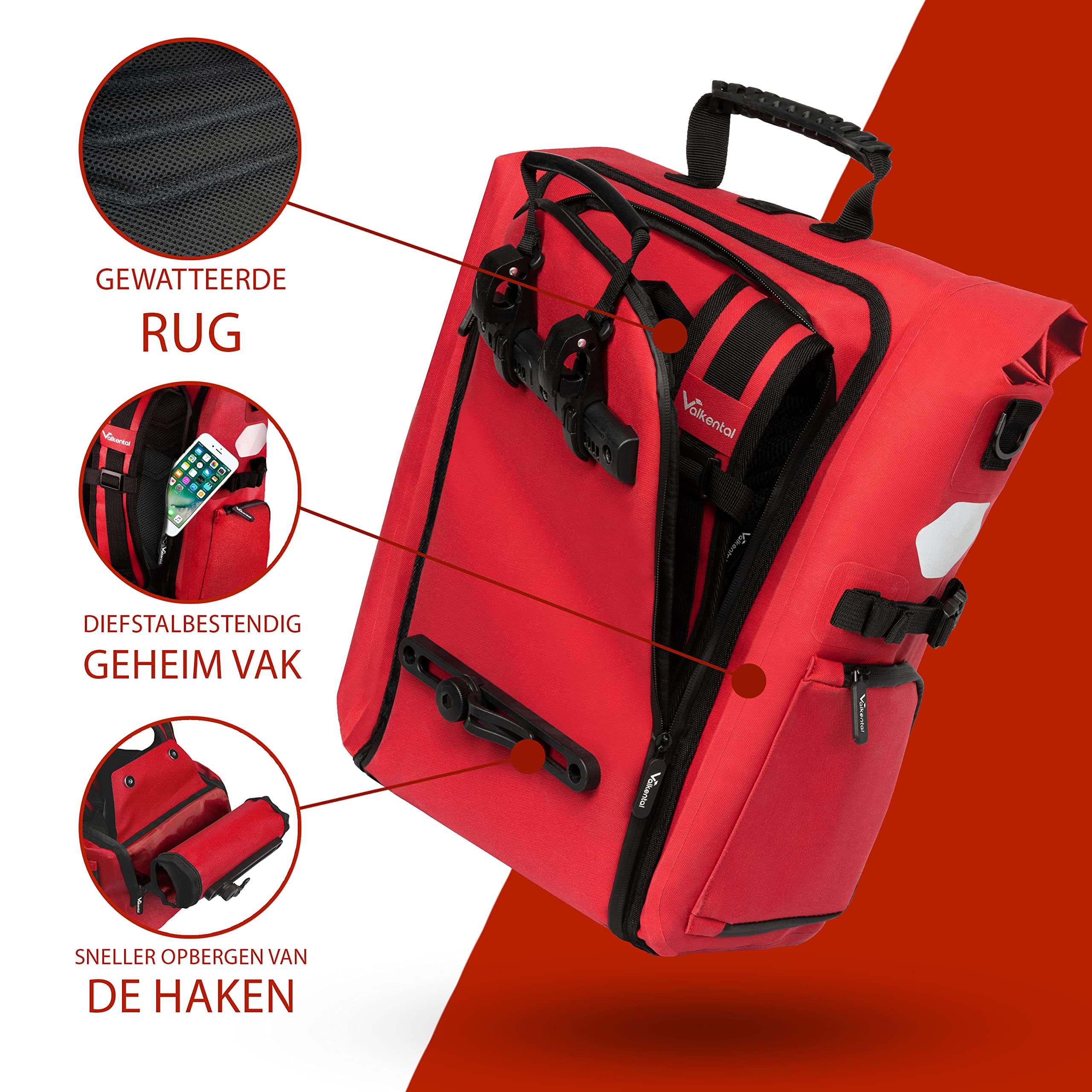 Moderne fietstas voor de bagagedrager van Valkental