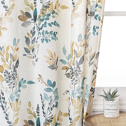 MYSKY HOME Cortinas florales de 63 pulgadas de largo