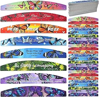 48 Pack Christian Gifts for Women Nail Files for Church 100/180 Grit Bible Scripture Verse Nail Boards Butterfly Emery Boards Religious Gifts Motivational Wedding Bridal Shower Appreciation for Women