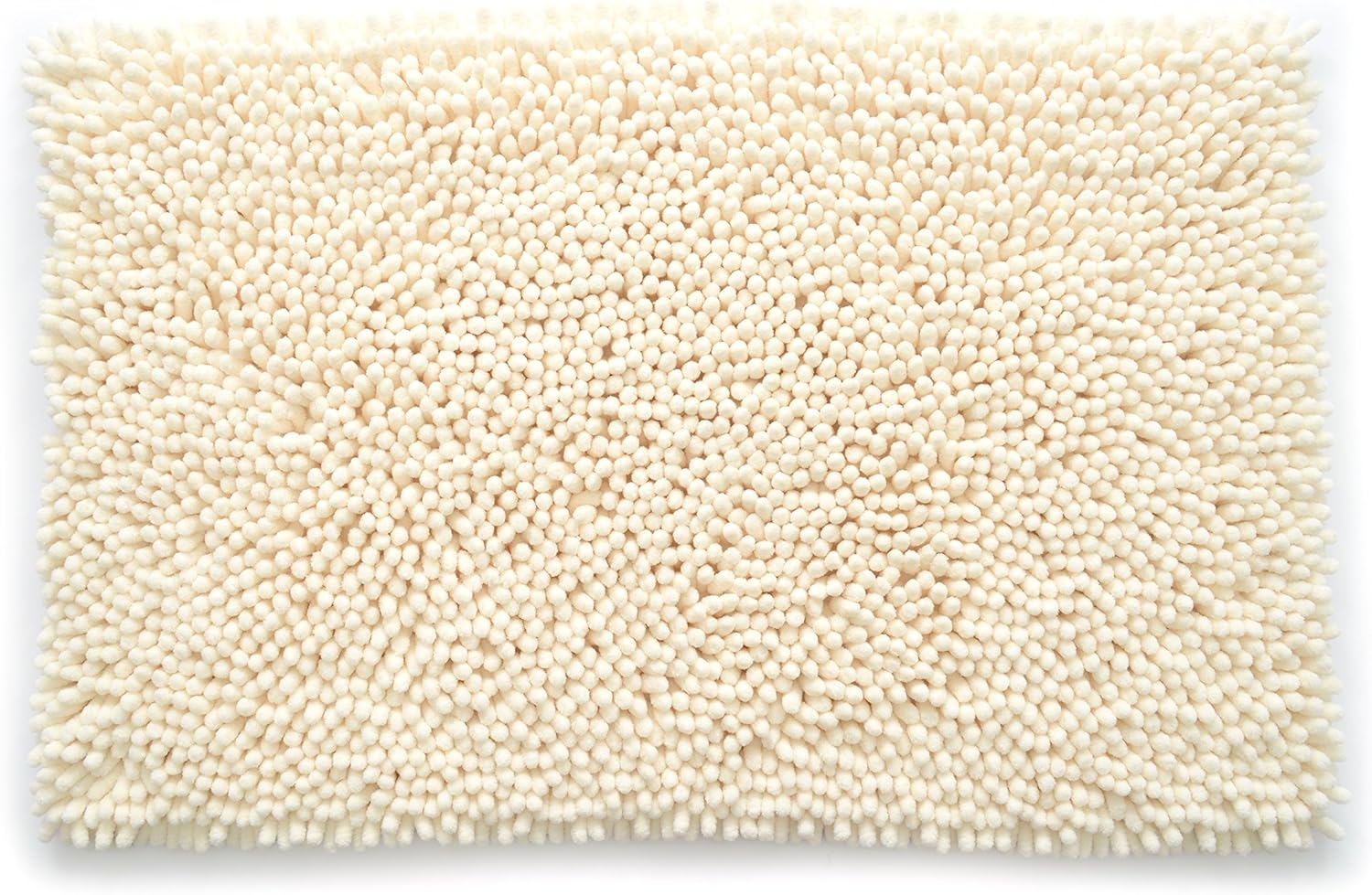 Chenille Bath Mat, Non-Slip Ultra Soft Plush Mat, 21" x 34", Cream