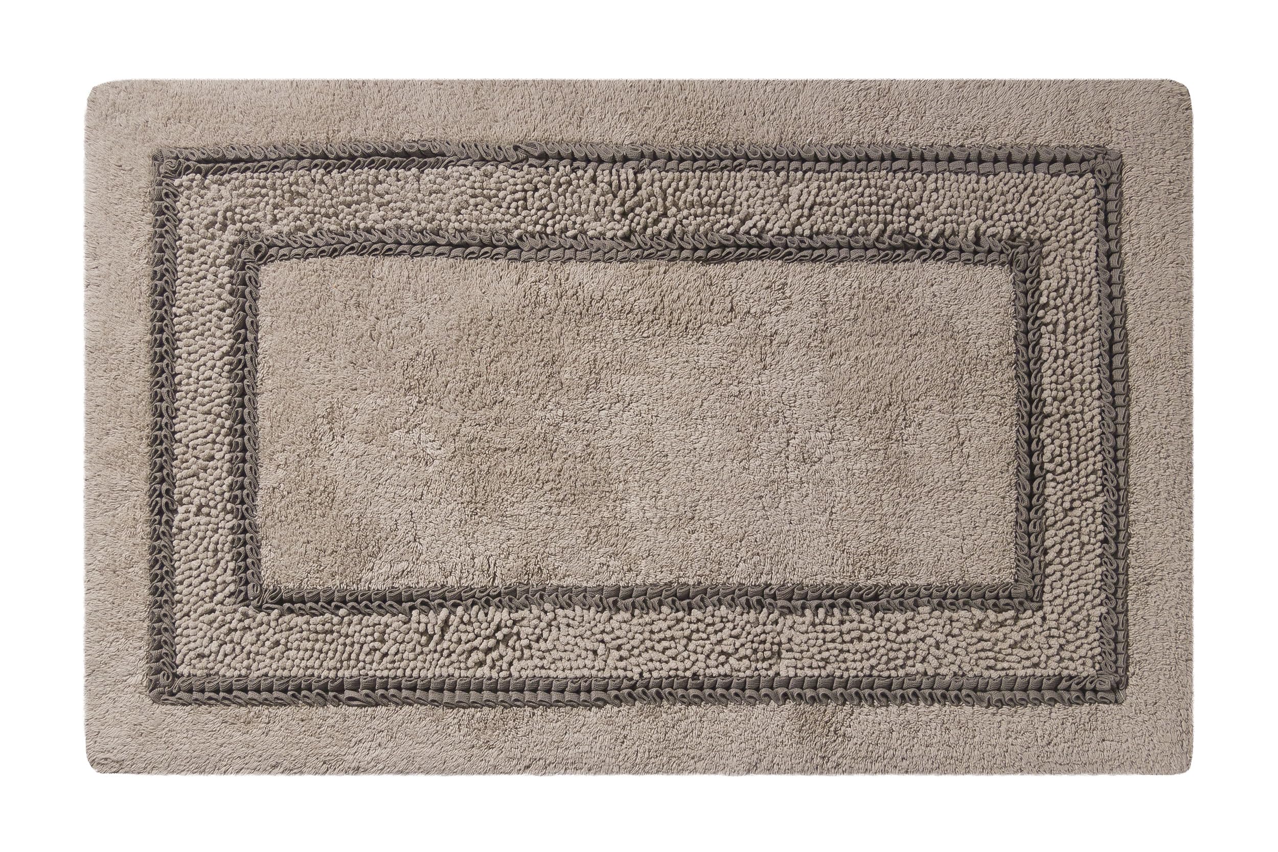 Experience Luxury: 100% Cotton Floor/Bath Mat with Geko Grip Anti-Skid, Chenille Loop, Hand-Stitched Unique Fringe Border Design from Italy. (50X80 Cm, Brown- Moka)