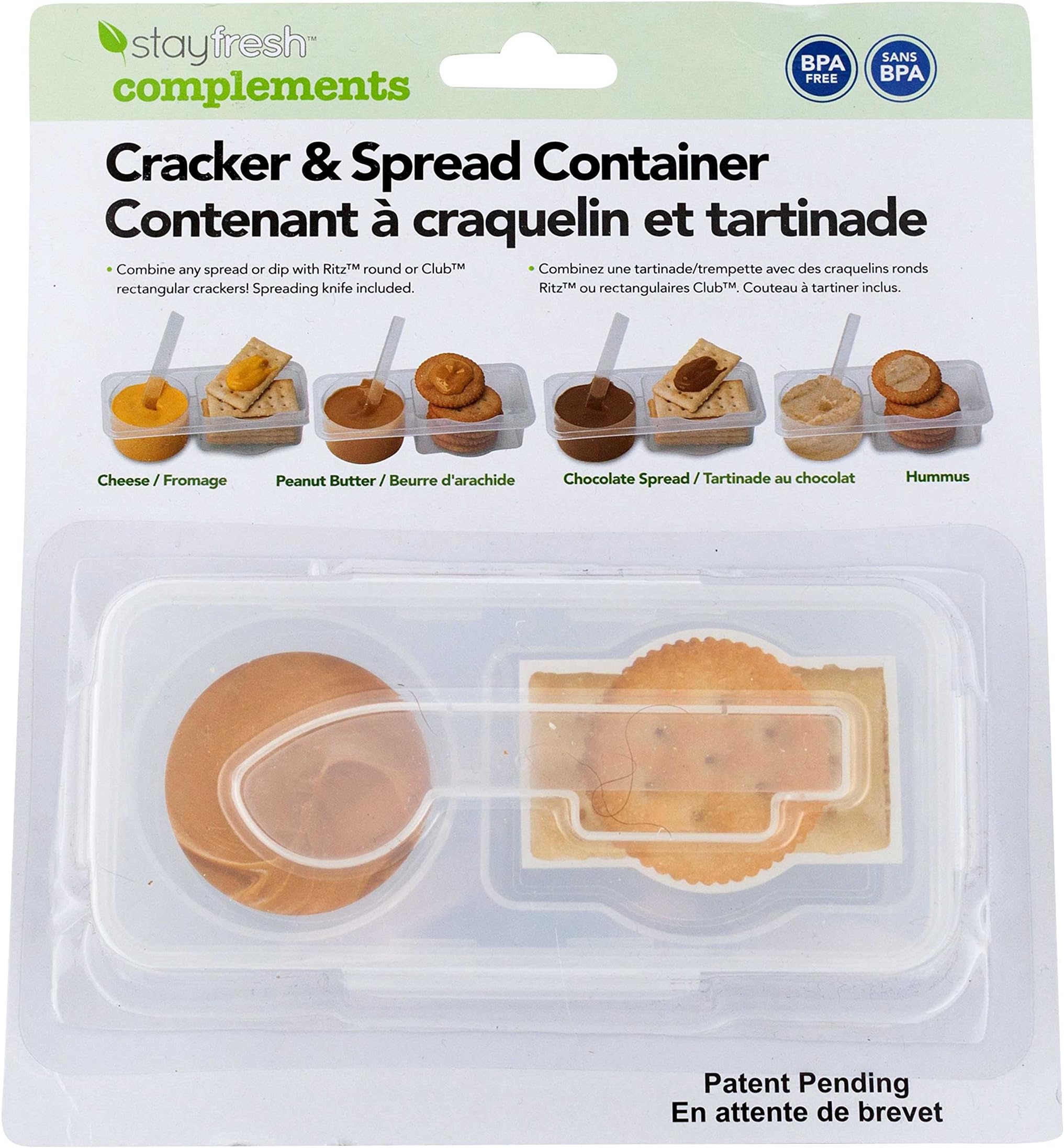 Stay Fresh Compliments Cracker And Spread Container With Spreading Knife, Plastic