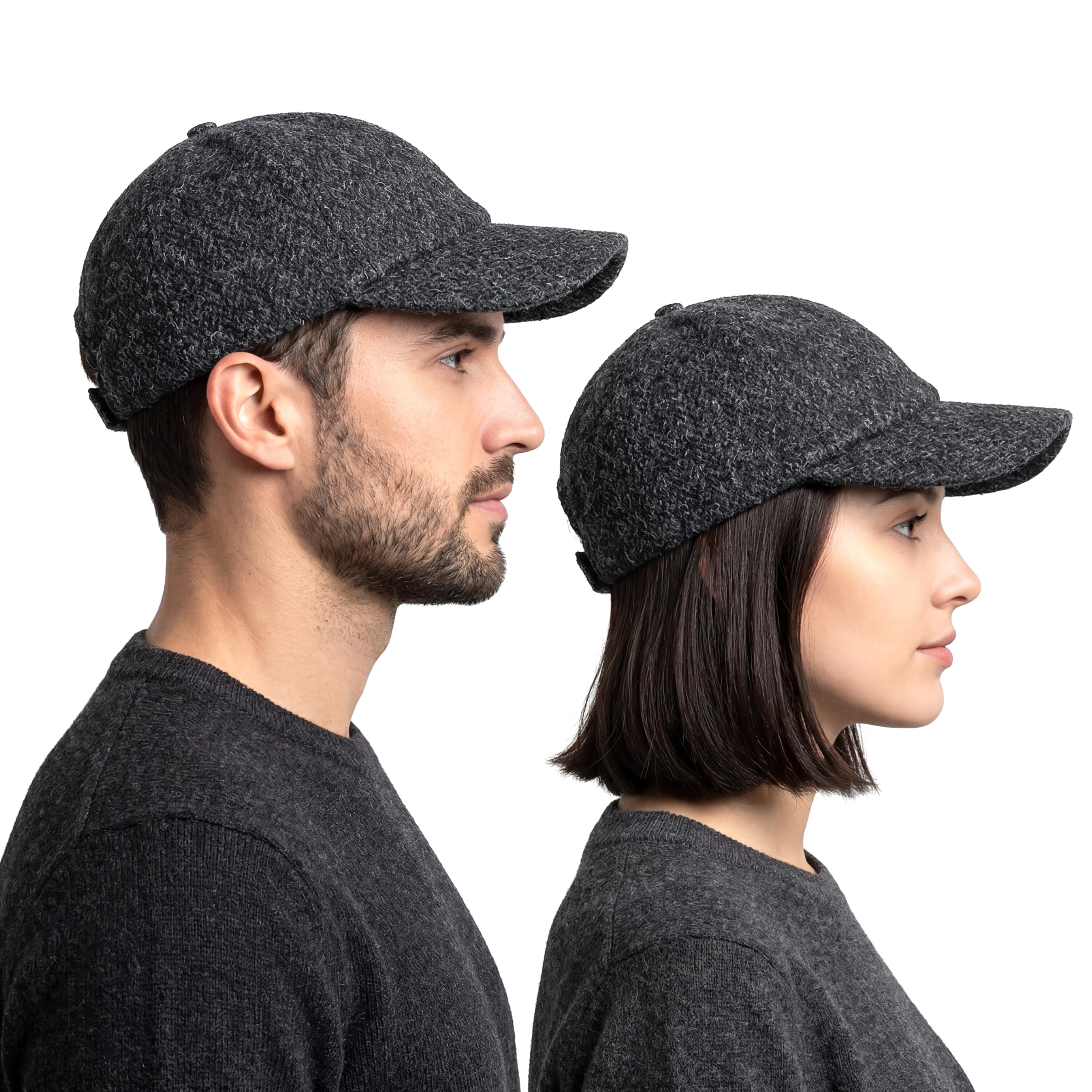 Tartan Tweeds Unisex Charcoal Harris Tweed Men's Baseball Cap Adjustable Hat (Charcoal)