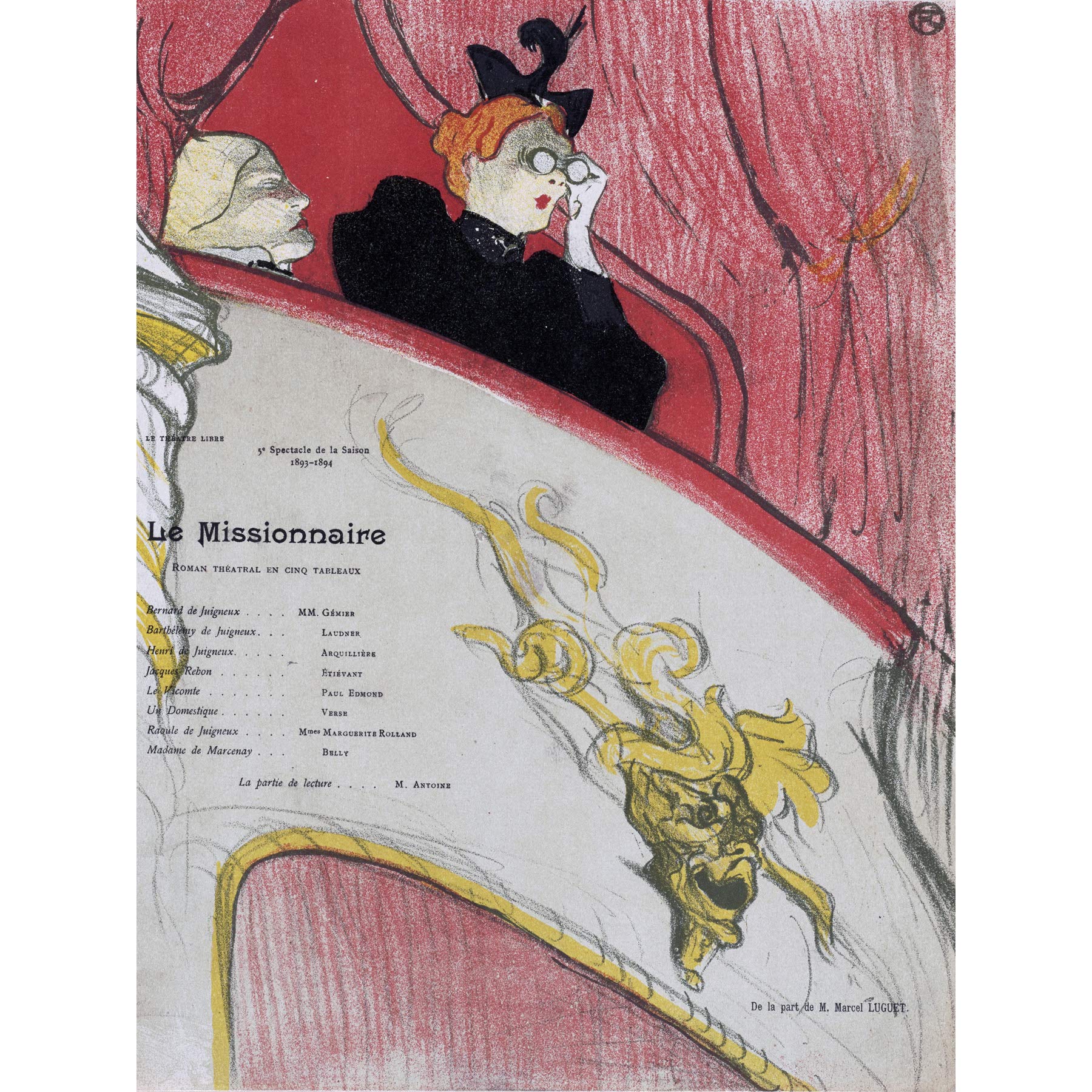 Toulouse-Lautrec Theatre Program La Missionaire Paris Large Wall Art Print Canvas Premium Mural