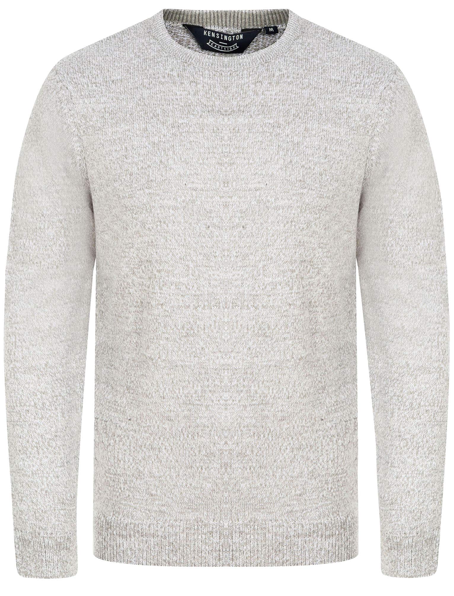 Kensington Eastside Men's Pendleton Crew Neck Jumper in Mid Grey Marl/Optic White Twist - XL
