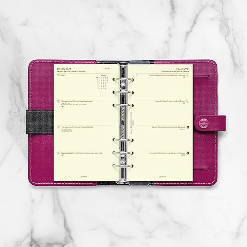Miniatura 5 de Filofax Recambio de diario de calendario, tamaño personalcompacto, semana a vista, papel crema de algodón, sin rayas, multilingüe cinco idiomas,