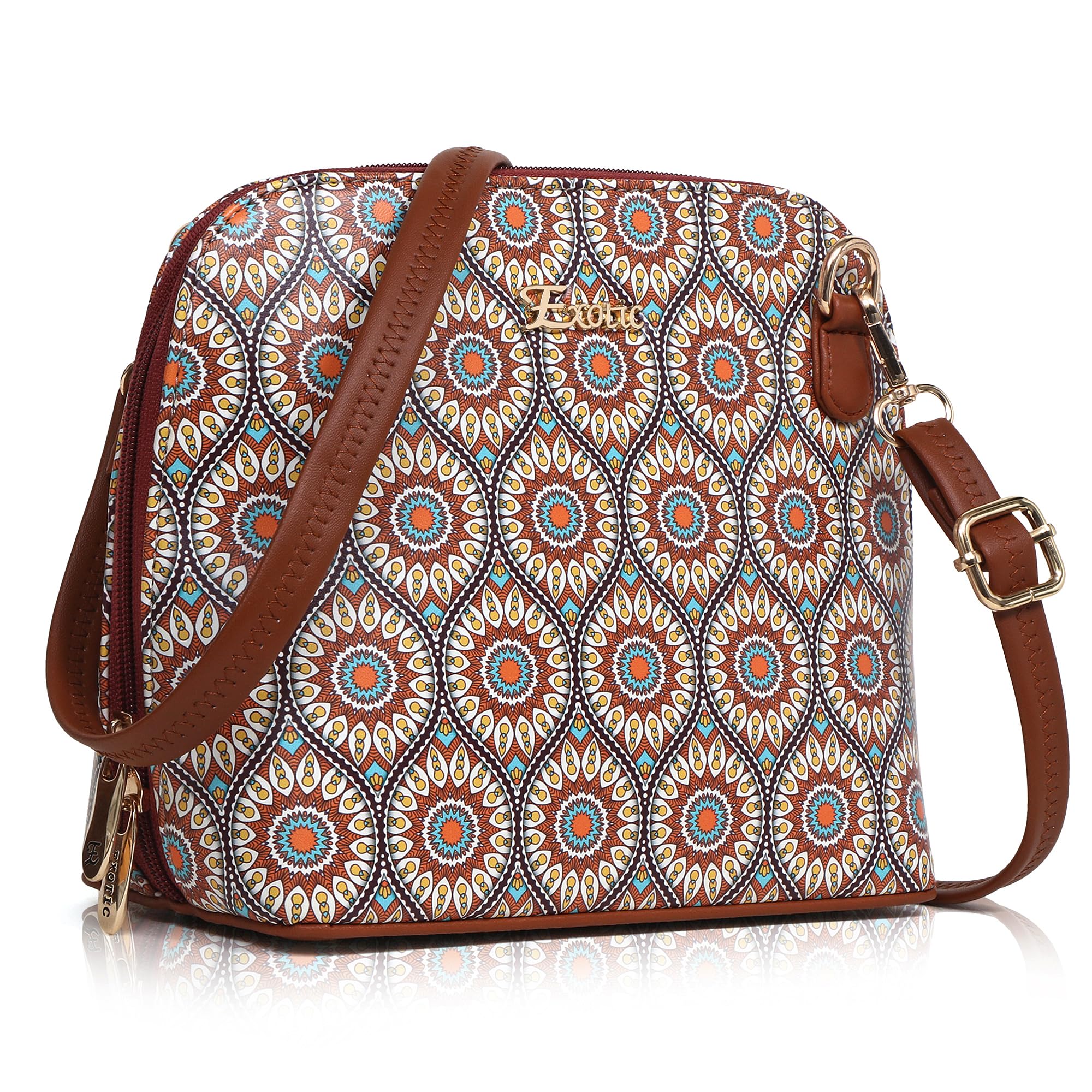 EXOTIC ethinic pattern Cross Body Sling Bag for Girls/Women (Brown) (B0C9X7V6M6) Amazon Price History, Amazon Price Tracker