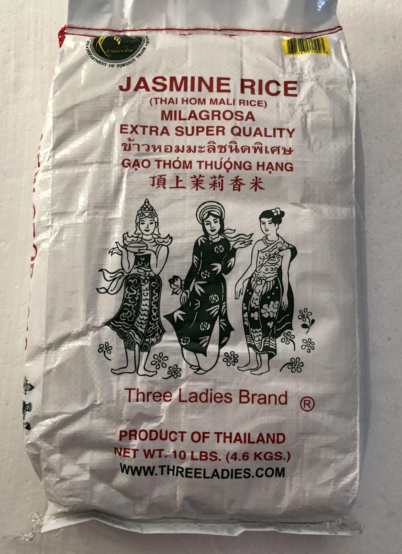 Three Ladies Jasmine Rice Extra Super Quality - 10 lbs