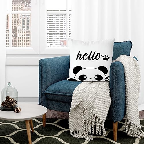 Miniatura 3 de Panda Hello Paw - Fundas de almohada para el hogar, dormitorio, sala de estar, habitación de niños, decoración de habitación de niñas, bonita funda