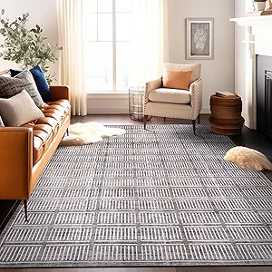Rugshop Bohemian Stripe Lines Washable Non Slip Area Rug 8' x 10' Brown