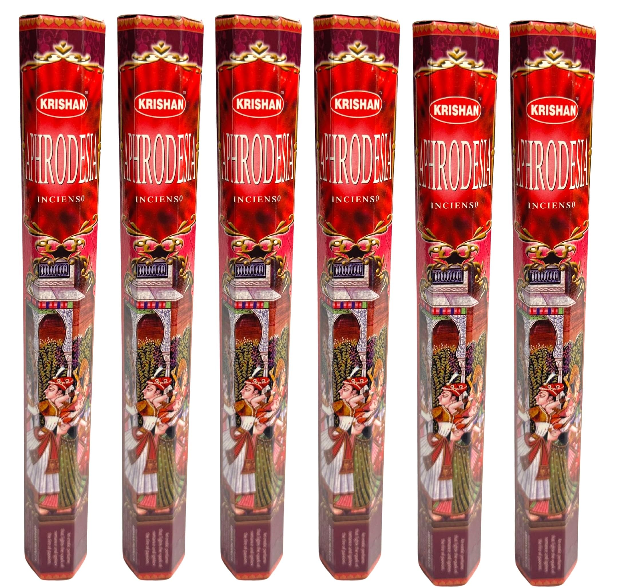 Krishan Aphrodesia Incense Stick Romantic Desire Perfume Aromatic 120 Joss Sticks Room Aroma for Calming, Stress-Relief and Mindful Meditation,Natural, hand-rolled incense