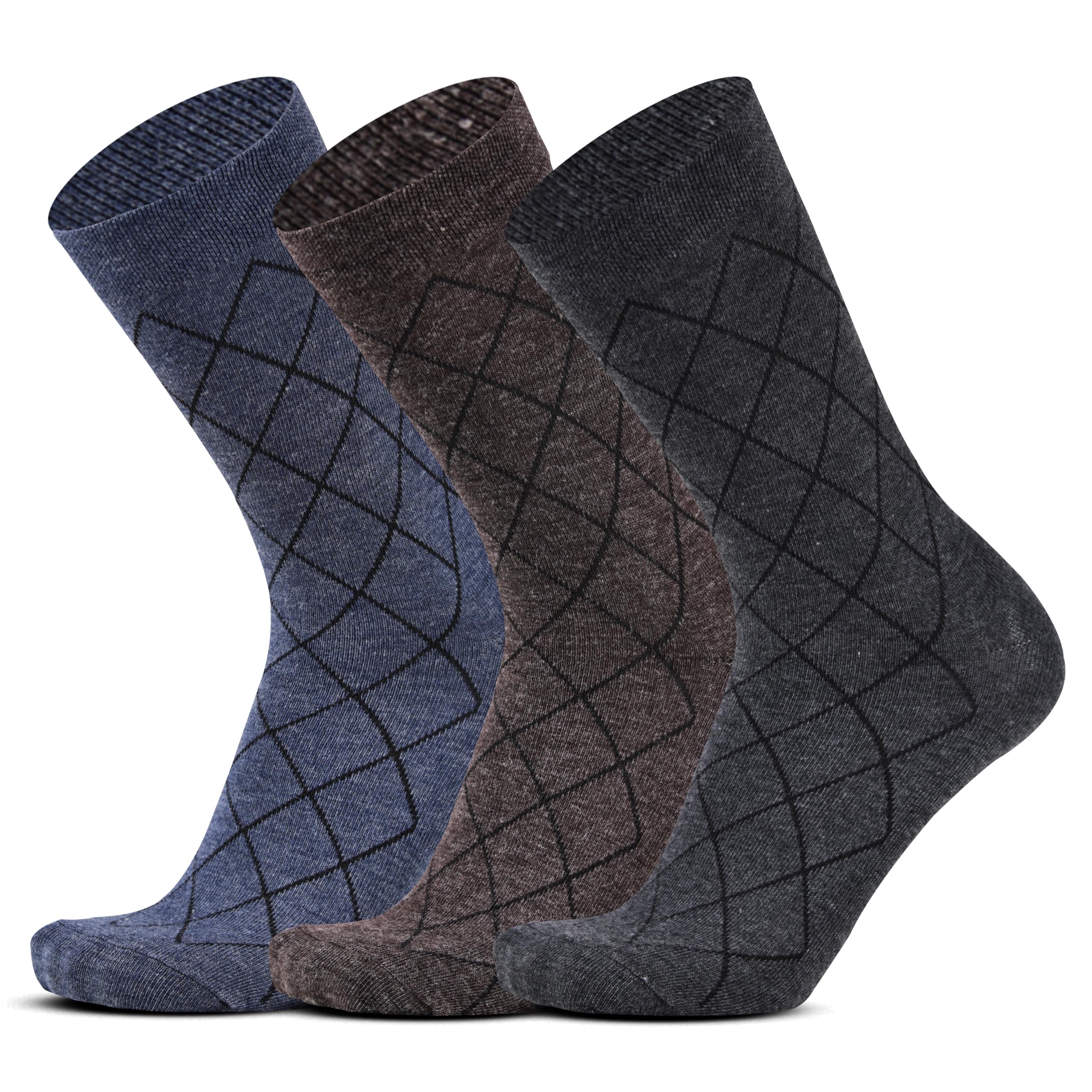 Men's Calf Length Double Knit Warm Woolen Multicolored Socks, Combo Pack of 3-image-34