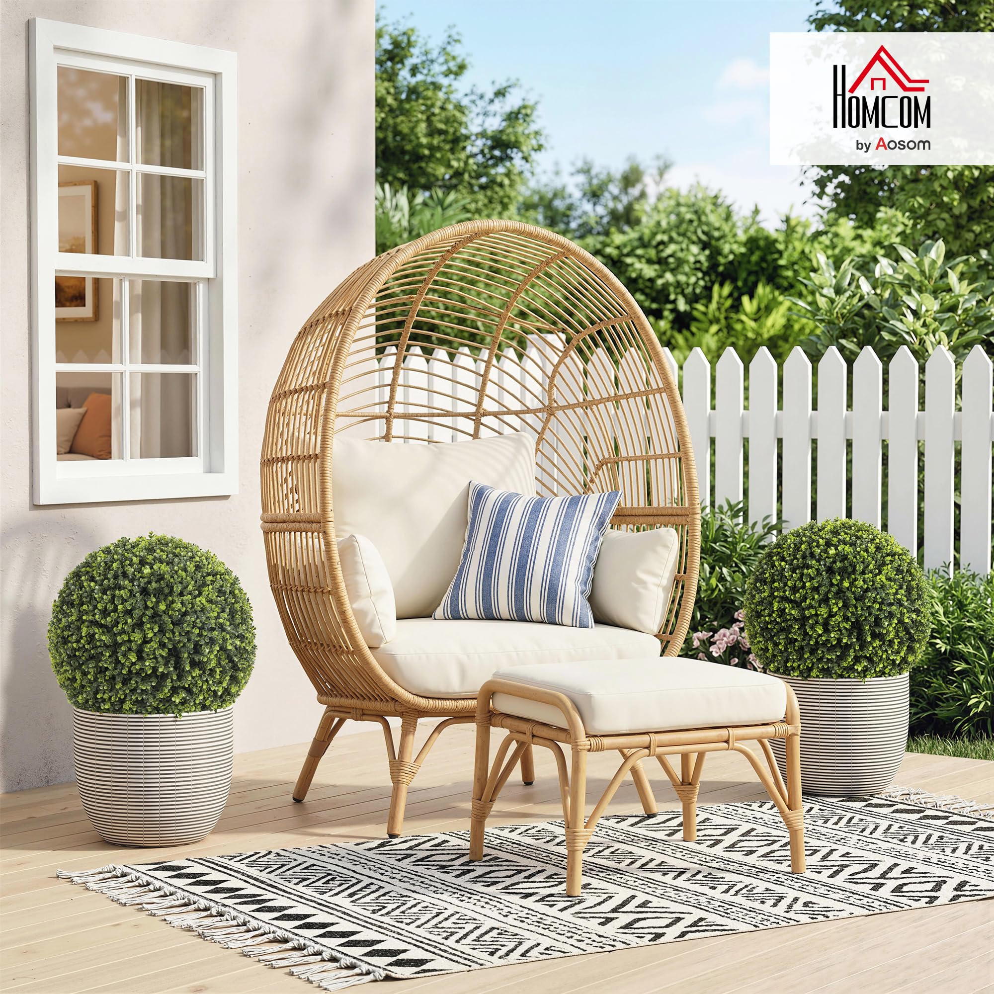 HOMCOM Künstliche Eukalyptuskugeln UV-Beständig Kunstpflanze Ø52 cm | 2 Stück, Künstliche Pflanzen wie Echt, Dekopflanzen für Wohnzimmer Schlafzimmer Büro Garten, Deko Geschenk