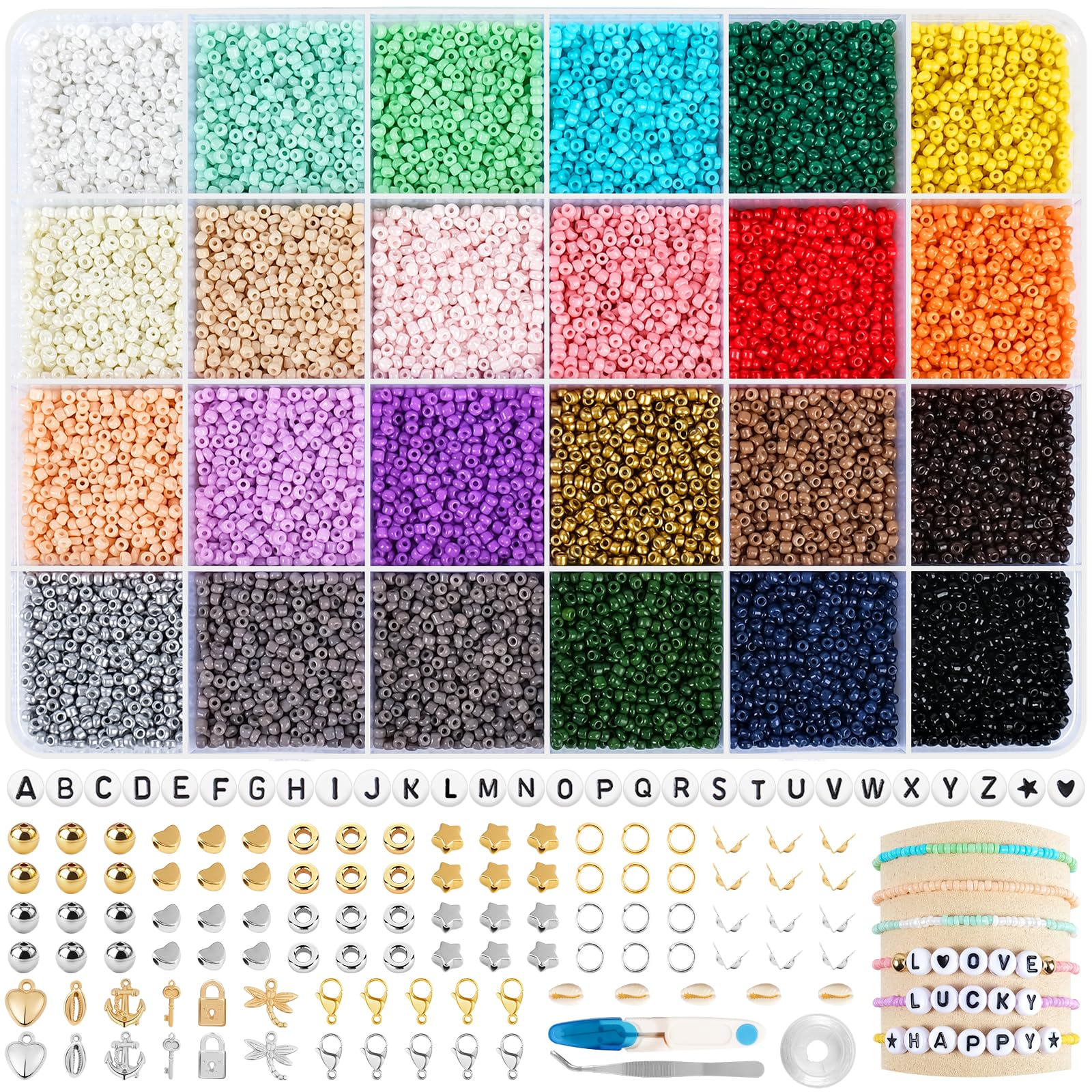 Kit Perline Per Braccialetti HOLDLEAF - 20.000 Perline 2mm + Lettere E Accessori Per Gioielli Fai Da Te - Foto 9