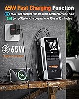 Vista 5 de WOLFBOX Arrancador de salto de 4000 A con compresor de aire de 160 PSI, refuerzo de batería de coche de 12 V, carga rápida de 65 W, inflador