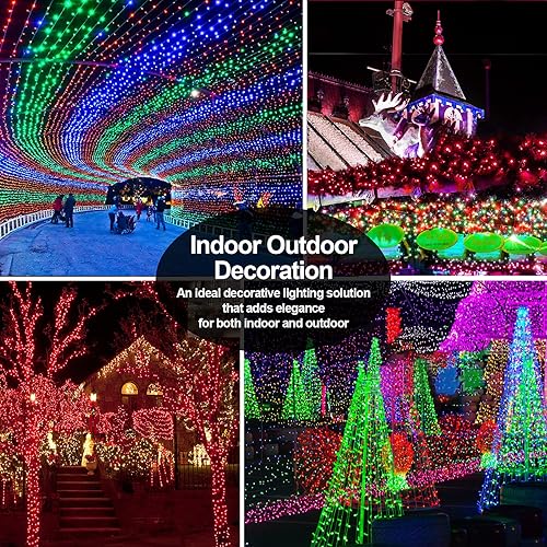 Miniatura 54 de Luces de Navidad de 200 pies con 500 luces LED para exteriores, tira de luces extralargas, cable transparente, impermeable, 8 modos de temporizador