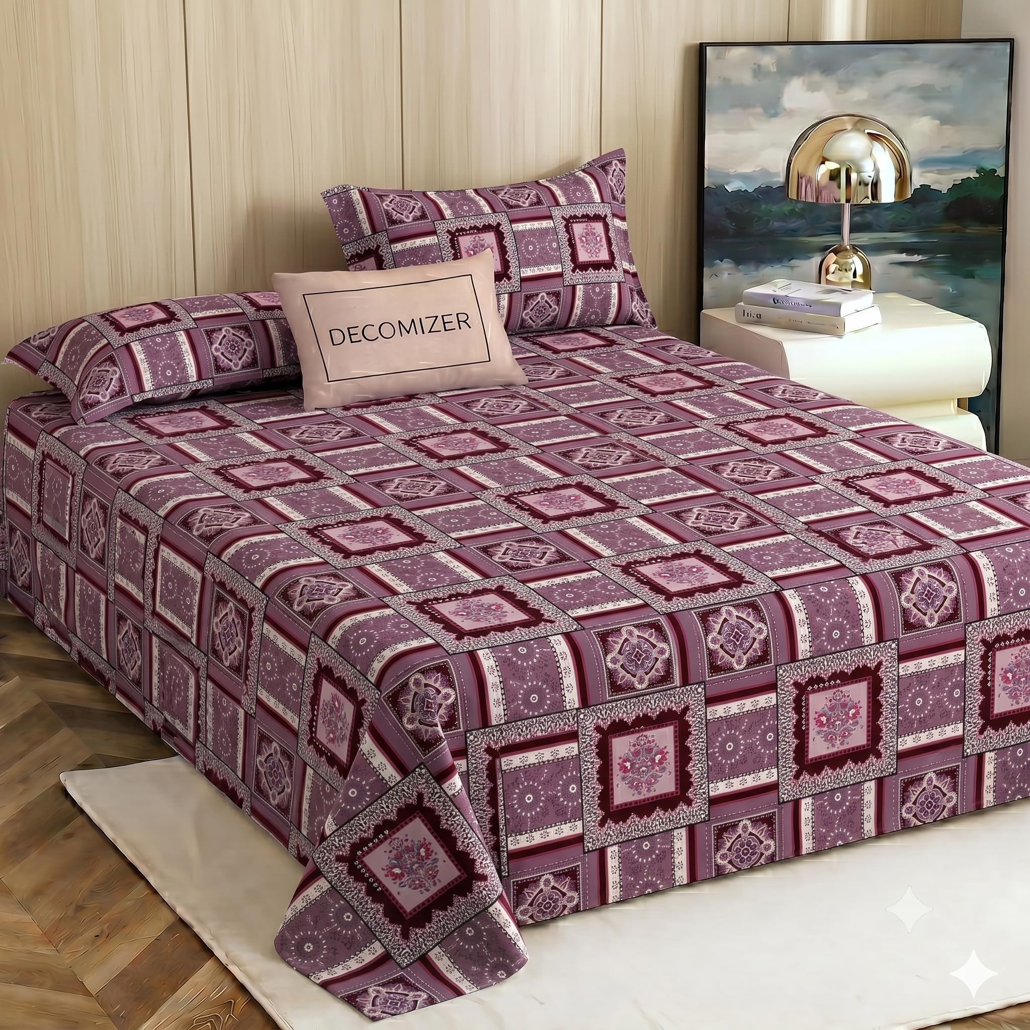 DECOMIZER AquaDamasFlower Bed Sheet Set - Soft Cotton -19 DECOMIZER AquaDamasFlower Bed Sheet Set - Soft Cotton -19
