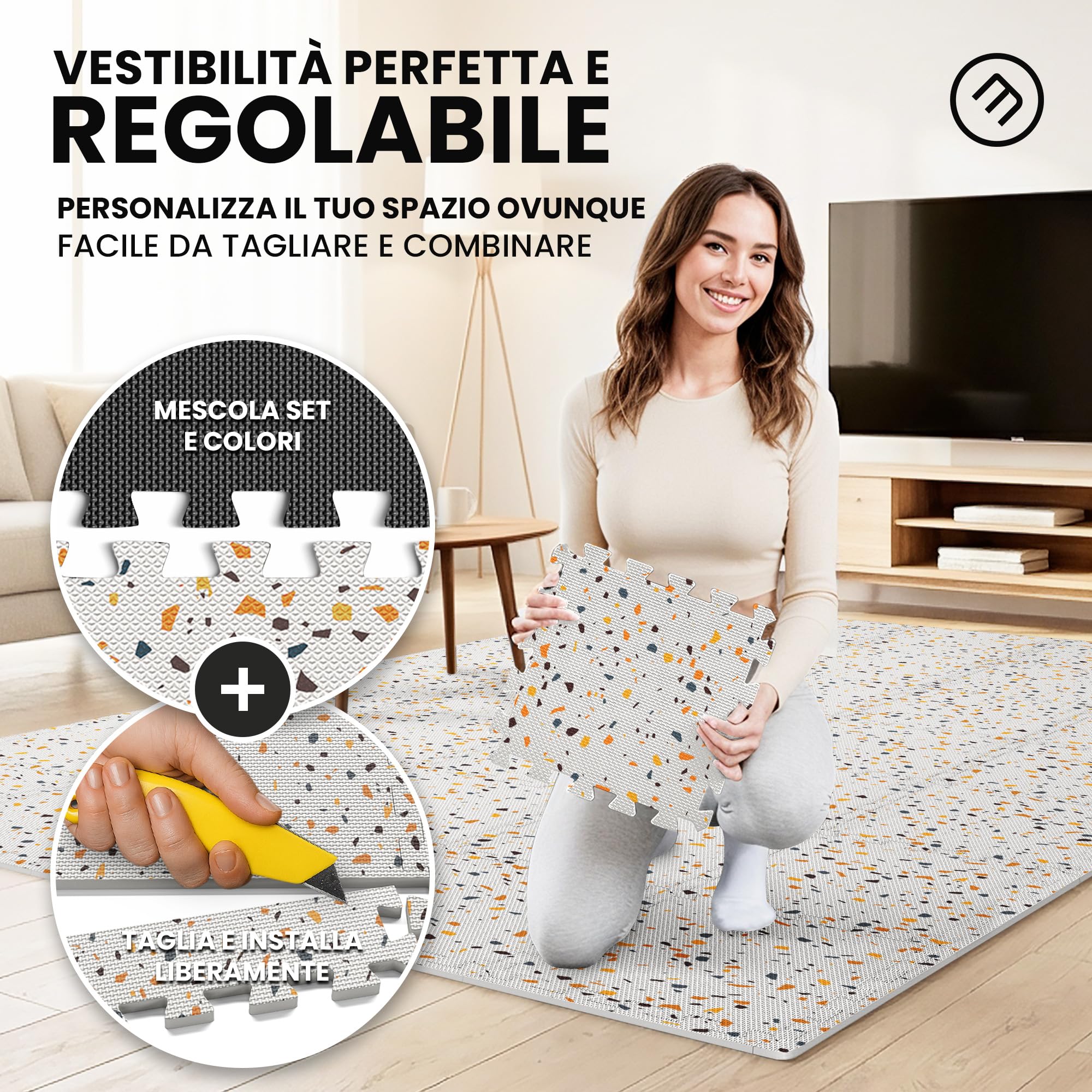bemaxx Tappeto Palestra Tappetino Fitness da Ginnastica a Puzzle EVA | Pavimento Protettivo Incastro Tatami Allenamento Protezione Sport, Materassino Mattonella Pavimentazione per Home Gym Manubri