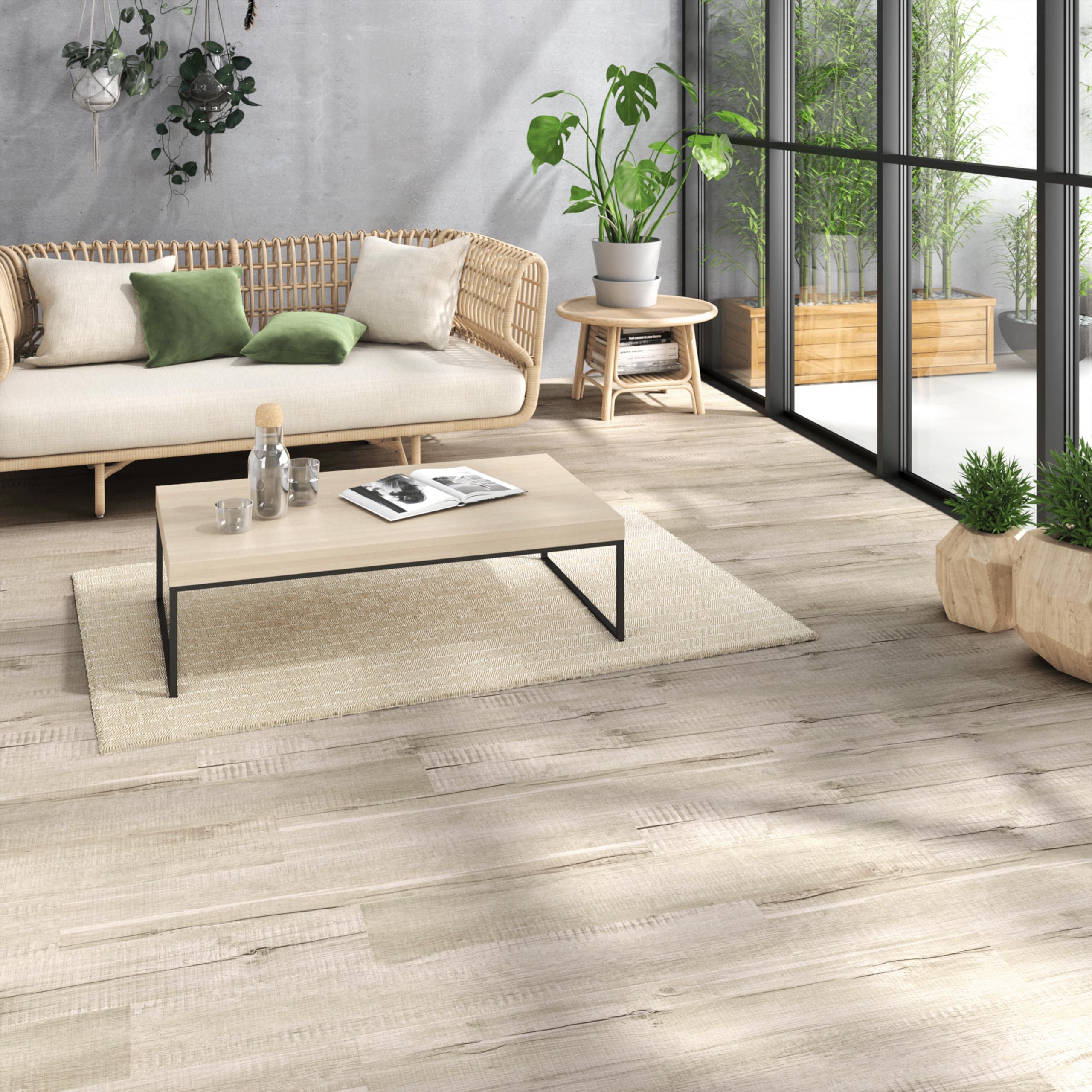 ARTENS - PVC Bodenbelag - Selbstklebende Vinyl-Dielen Horsens - Vinylboden - Medio - Holzeffekt - Hellbeige - L.91,44 cm x B.15,24 cm - Dicke 2 mm - 2,23 m²/ 16 Dielen - Belastungsklasse 31