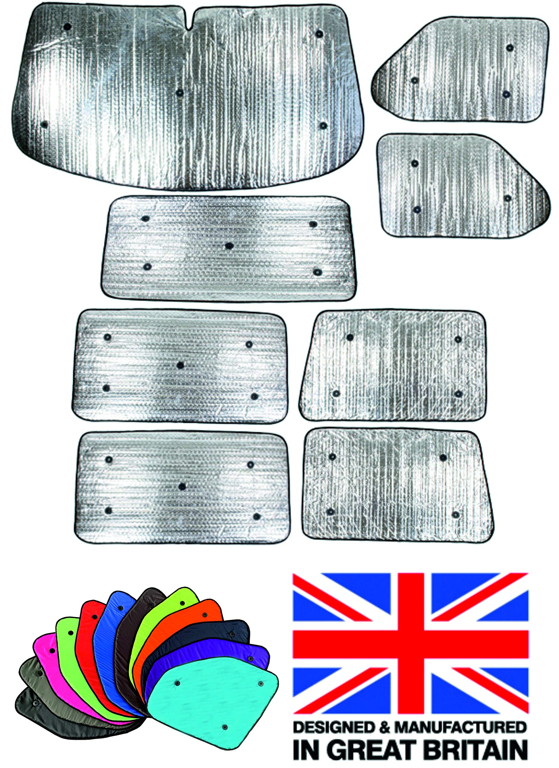 Fensterrollo-Set Kombatibel Mit VW T4 Transporter (1990-2003)(Komplettset SWB + Heckklappe) Rückenfarbe in Anthrazit, Reversibel und Thermisch