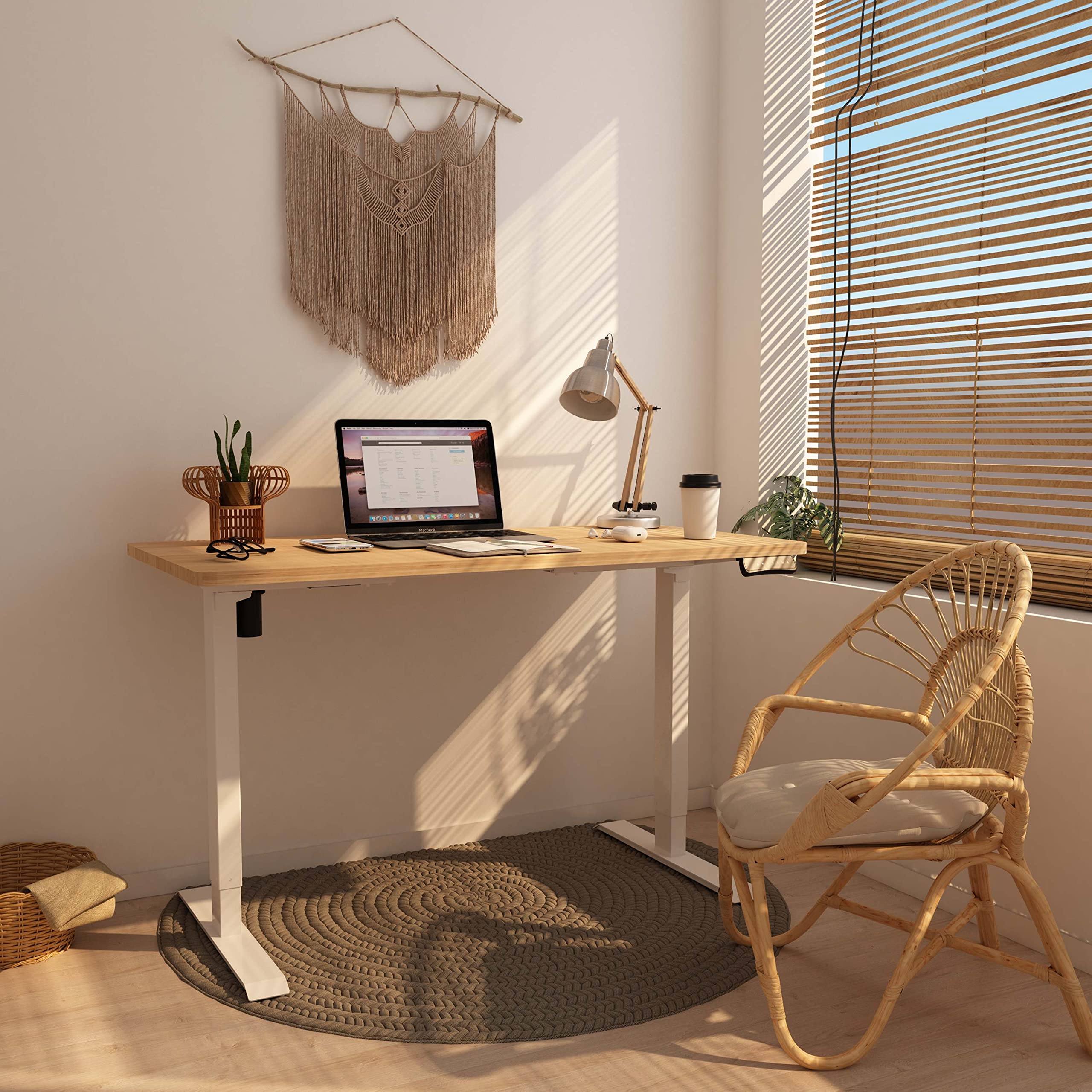 FLEXISPOT Tablero de Madera(120 * 60 * 2.5cm), Un Tablero Entero con Esquina Curva Protectora, y Compatible con Marco de Escritorio de pie, Material de Tablero Seguro, no Tóxico y Respetuoso