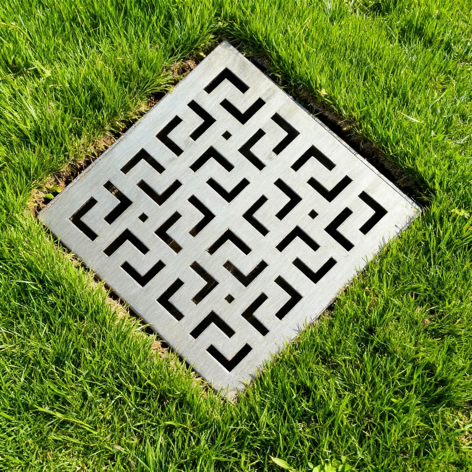 Mini 15 x 15 cm stalowa kwadratowa osłona odpływu podłogowego – ruszt na patio, do łazienek, ogrodów i ulic – żywica rdzawa, odpływ solut