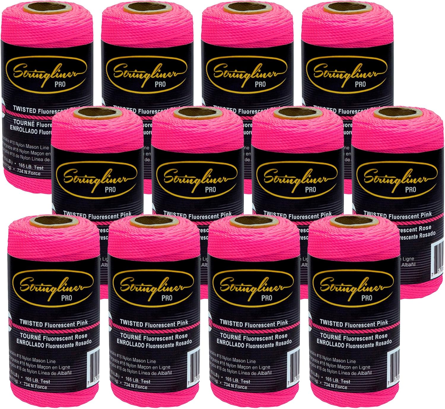 35109 Mason’s Line Replacement Rolls – 1/4 Lb. #18 Construction Replacement Roll Twisted FL Pink 270'. (Pack 12)