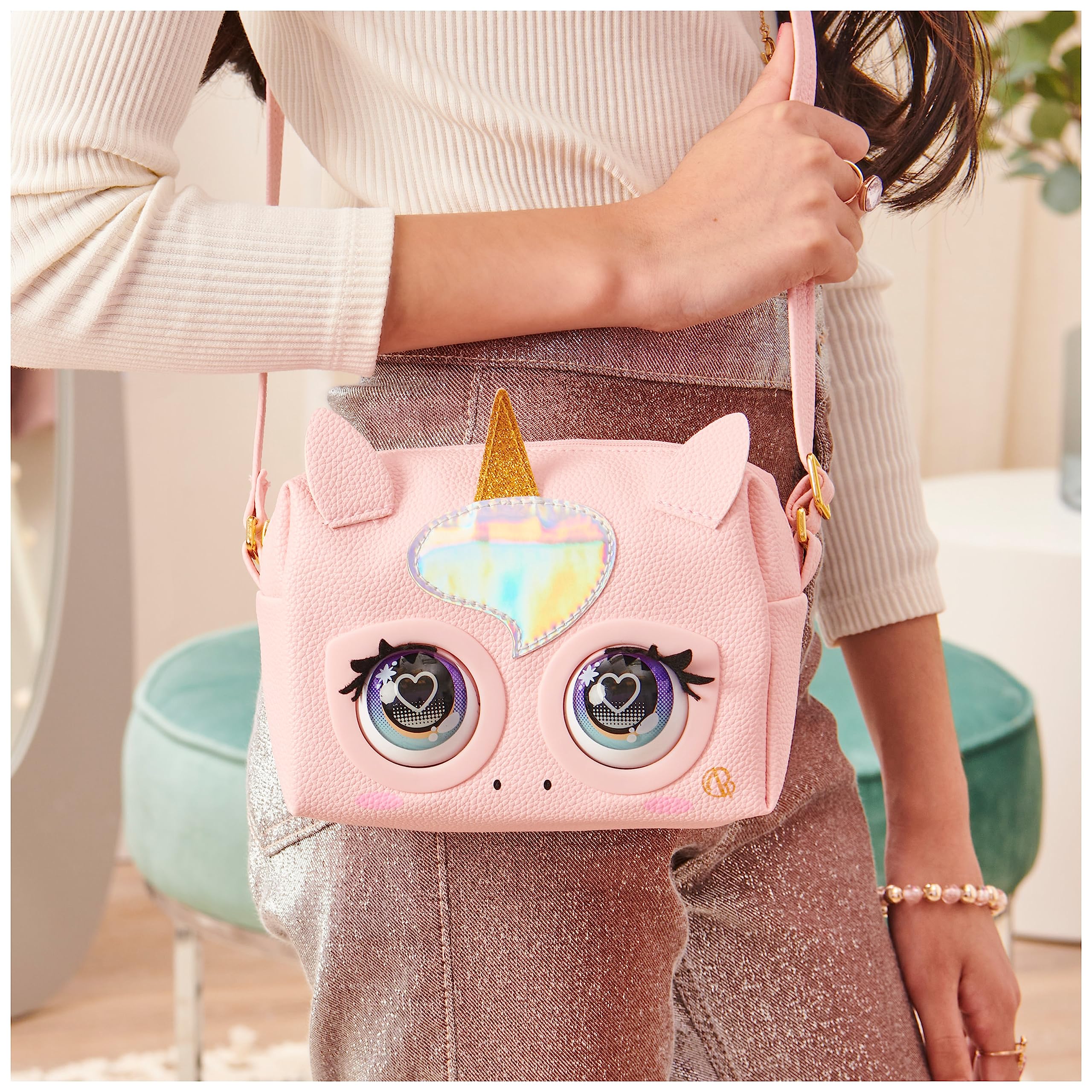 PURSE PETS - BOLSO MASCOTA INTERACTIVA - GLAMICORN UNICORN - Bolso niña y Mascota Interactiva Unicornio Glamicorn con más de 25 Sonidos y Reacciones - 6064255 - 6062241 Juguetes niña 5 años +