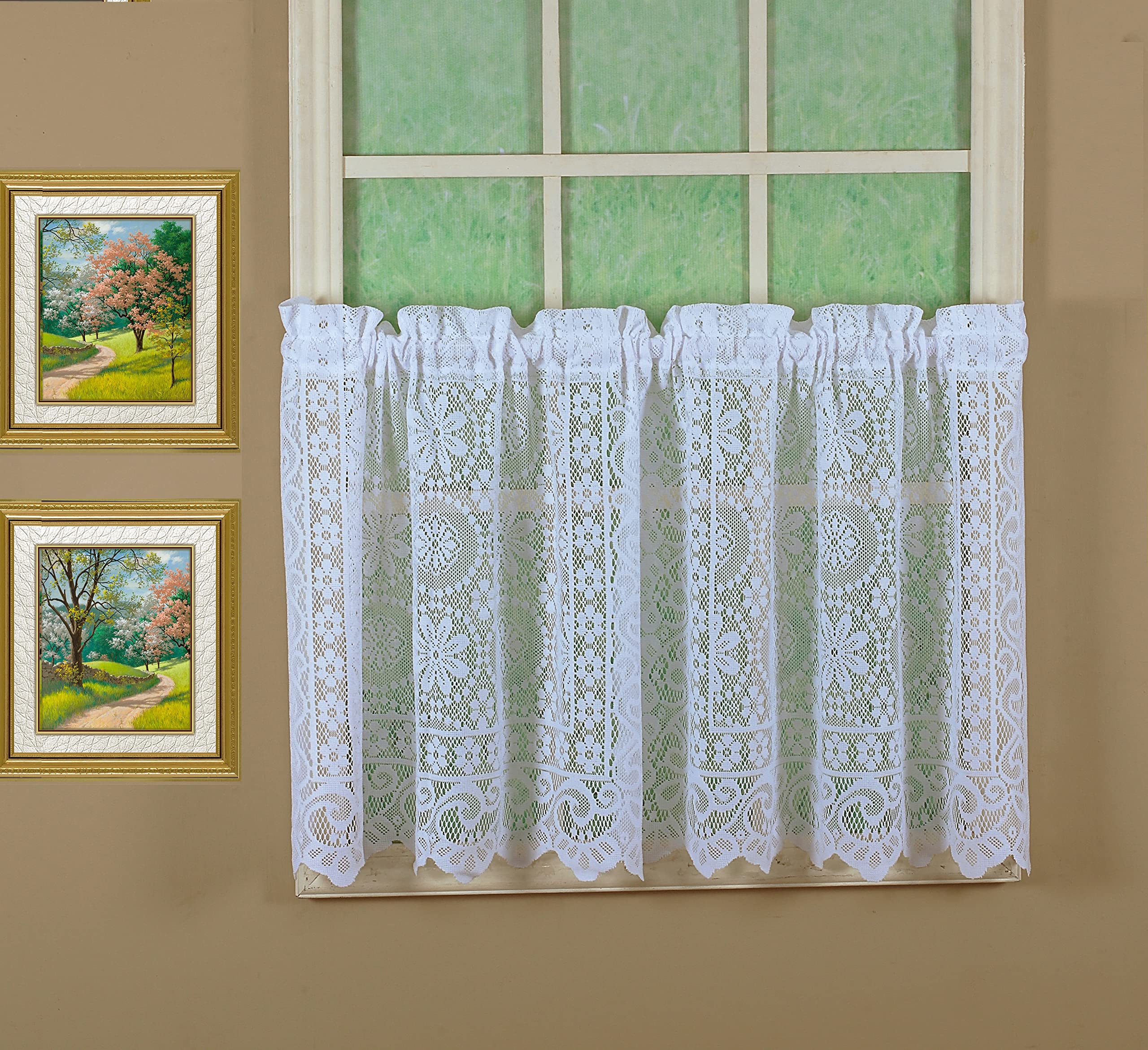 Today's Curtain Hopewell Premium Lace Tier 36", White, 58W x 36L, W 58" x L 36" (1 Panels)