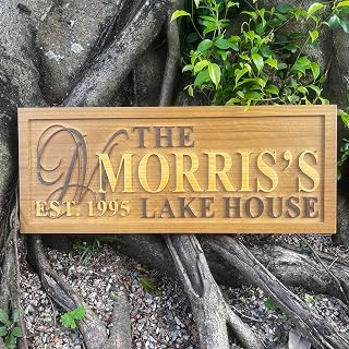 s-wpa0031 The Last Name Lake House Est. Date Sign Personalized Custom Wood Plaque Celebrating Your Waterside Retreat
