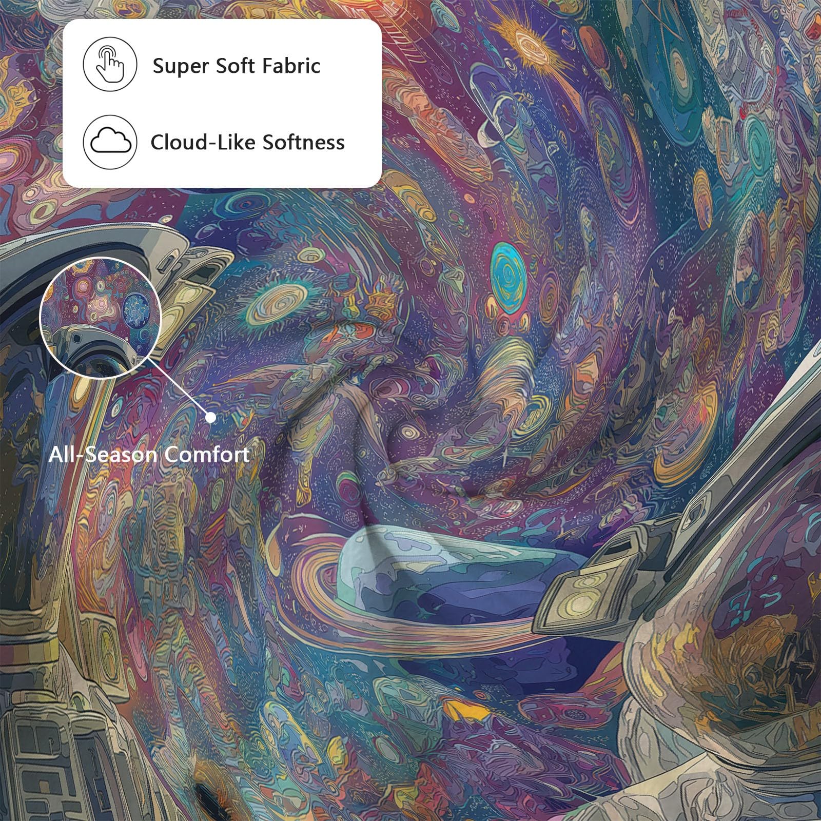 Fantasy Space Koc 150 x 200 cm, flanelowa narzuta na kołdrę dla dzieci i