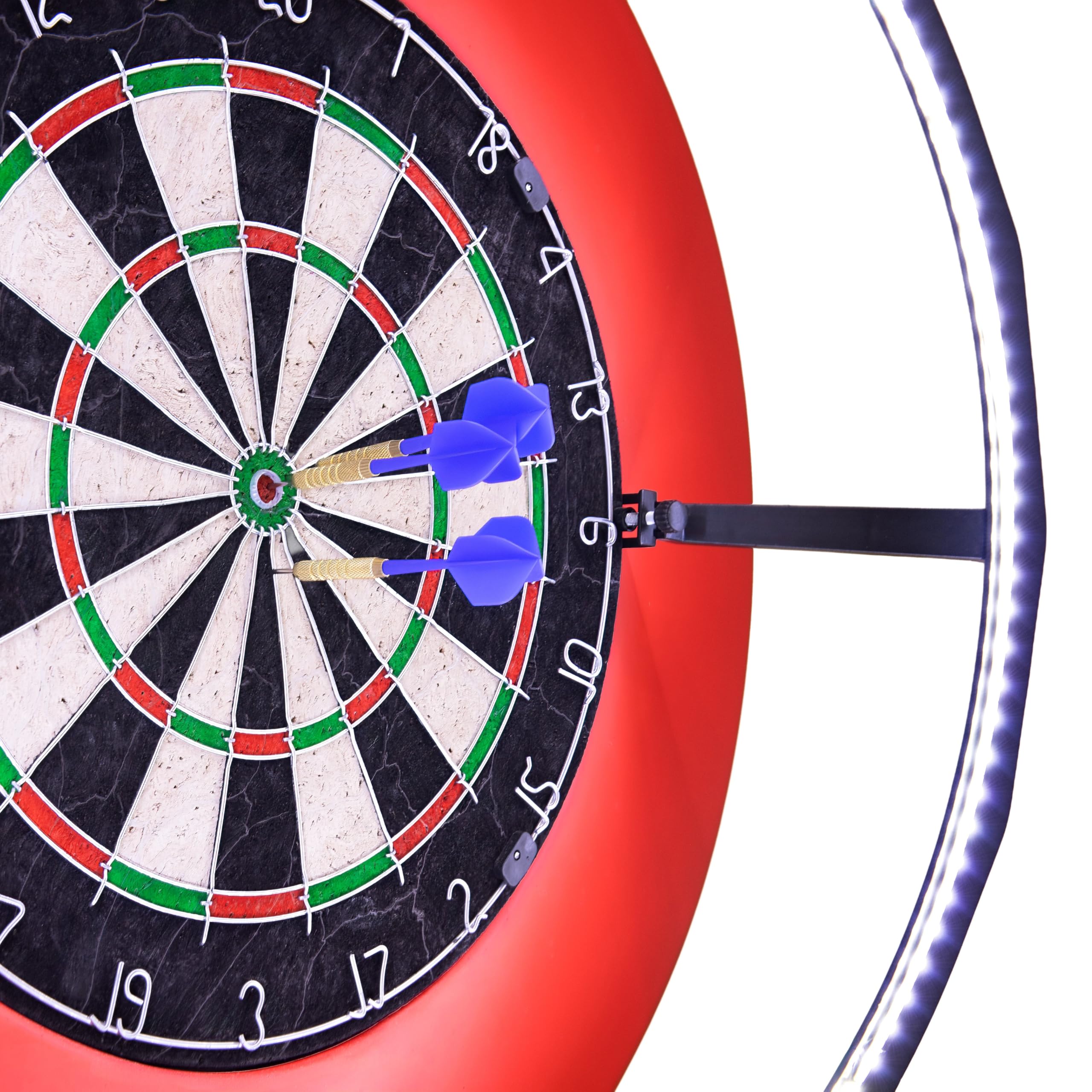 Dart Set, Dardboard, LED Ringlicht, Selbstheilende Umrandung, Befestigungsständer, Höhenverstellbares Stativ, Zubehör, inklusive 6 professionelle Dartpfeile, Checkout-Oberflächen, Tragbar, Zuhause