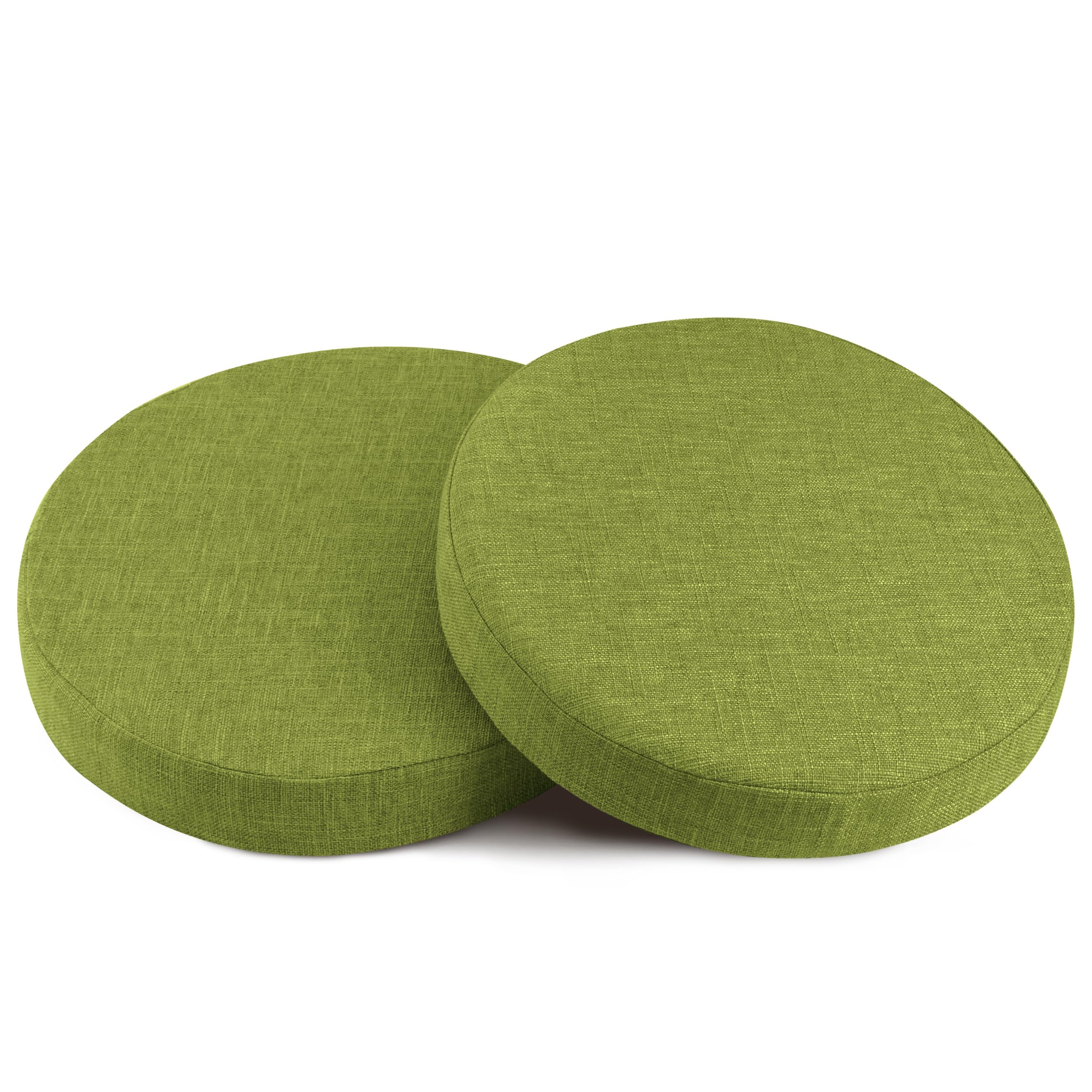 OVOV Round Chair Cushions for Dining Chairs 2 Pack Extra Thick Seat Cushion Circle Chair Pads with Removable Cover and Non Slip Bottom Green (16x16 Inch)