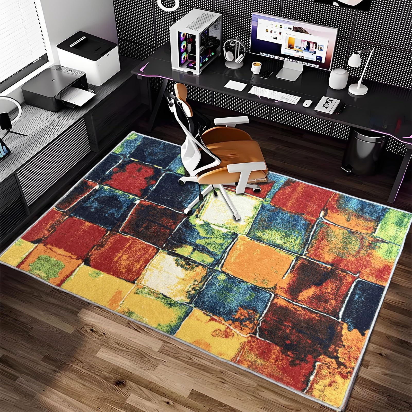 Mata pod fotel gamingowy na podłogę dywanową, 70 x 120 cm, mata do gier komputerowych, do podłóg drewnianych i kafelkowych, antypoślizgowa mata ochronna na krzesło rolowane, wytrzymały dywan ochronny