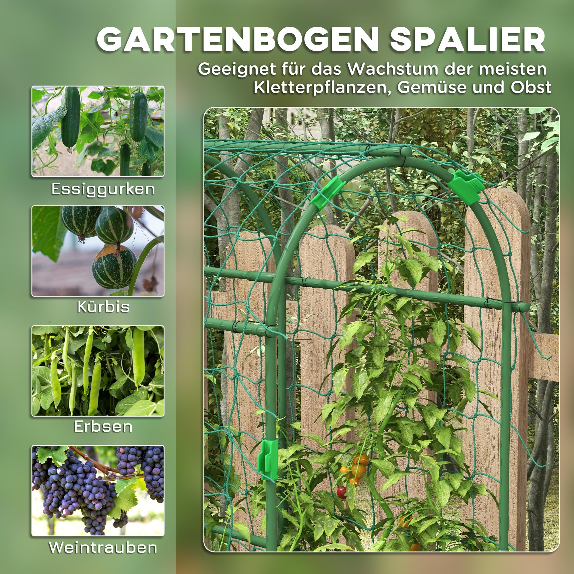 Outsunny Rankgitter Rostfrei für Kletterpflanzen 43 x 182 x 183 cm Schwarz | Aus Metall, Gurken Spalier, Rankhilfe, Pflanzenspalier, Garten Spalier, für Tomaten, Gemüse, Blumen